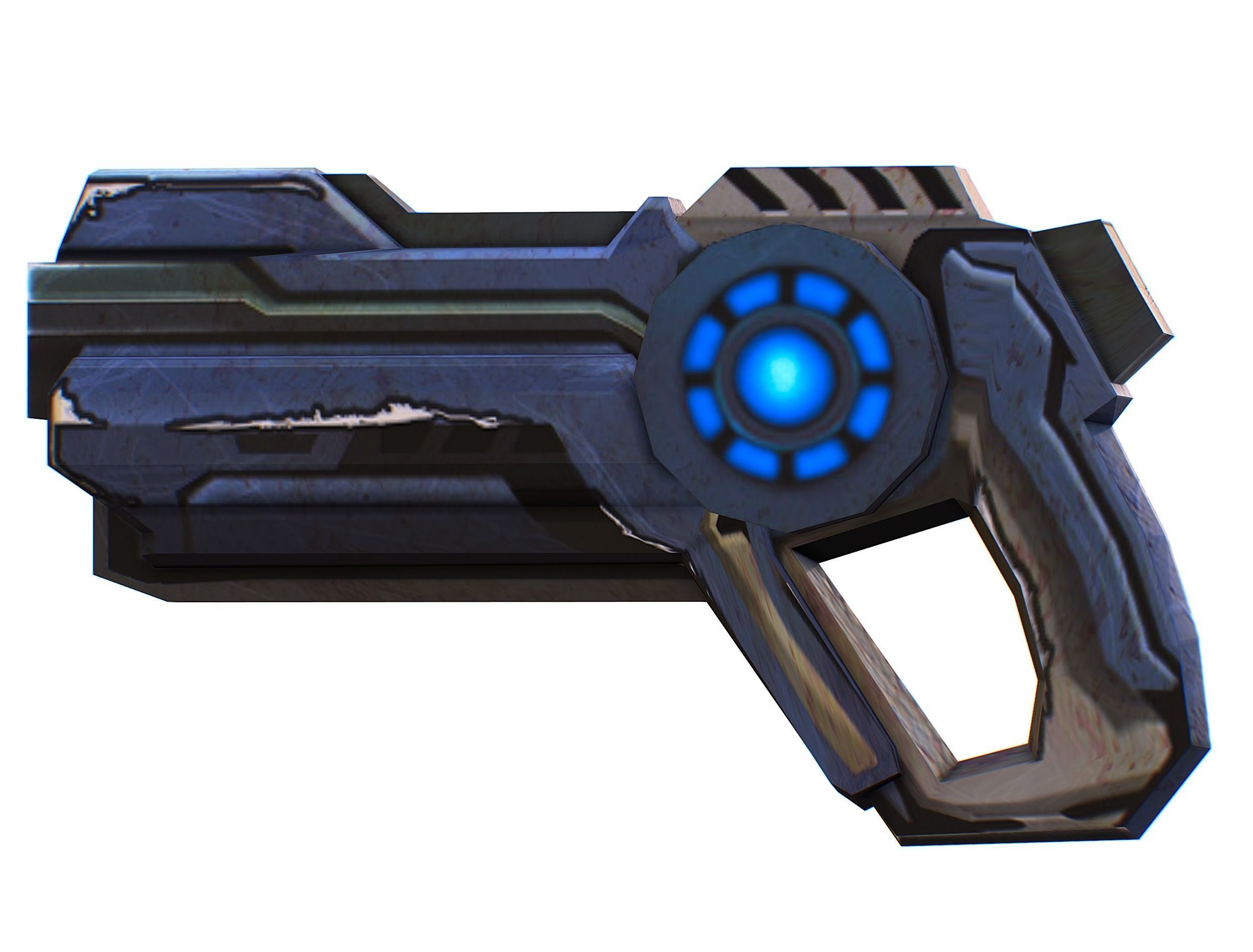 Cartoon Gun Blaster Barrel Nagan Nuff Pistol Revolver Cannon Low-poly 3D model_18