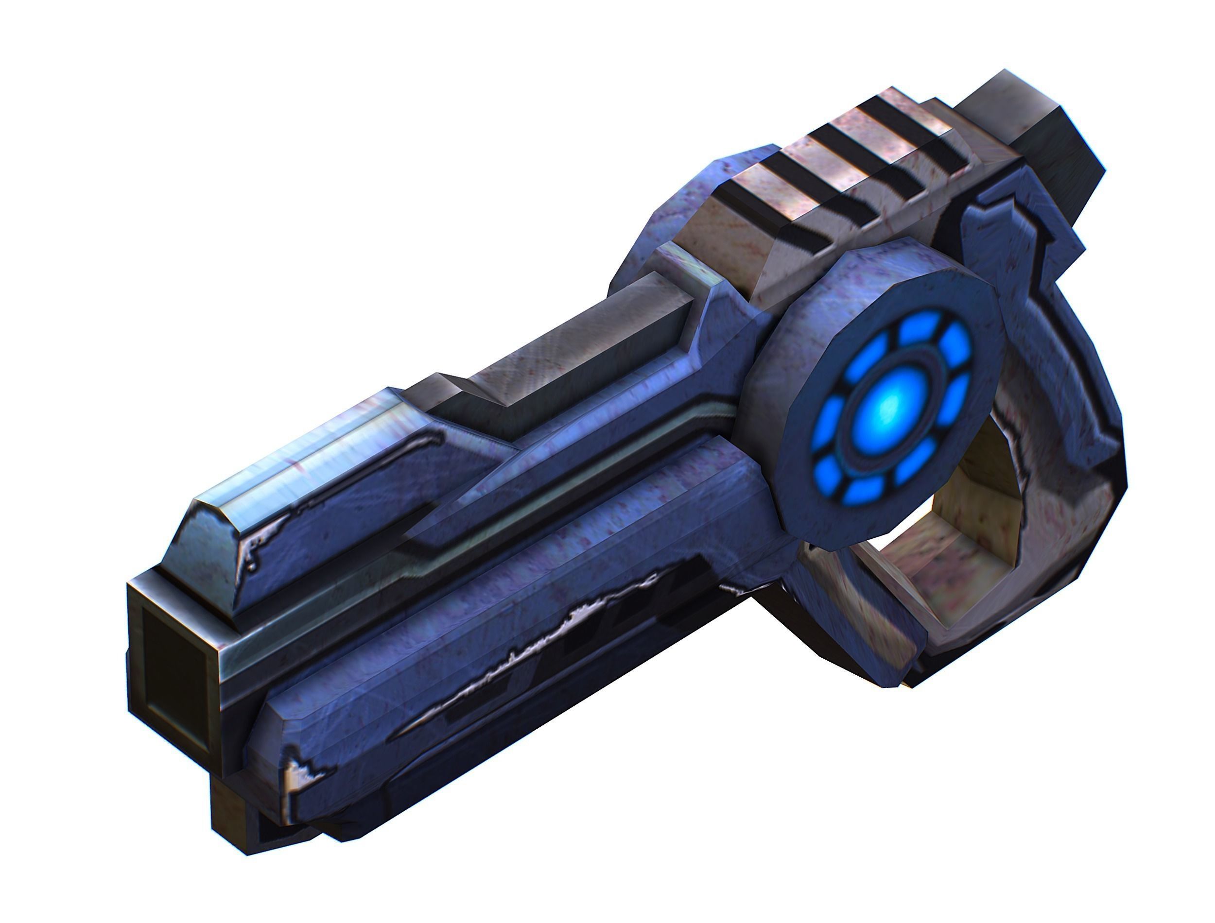 Cartoon Gun Blaster Barrel Nagan Nuff Pistol Revolver Cannon Low-poly 3D model_36