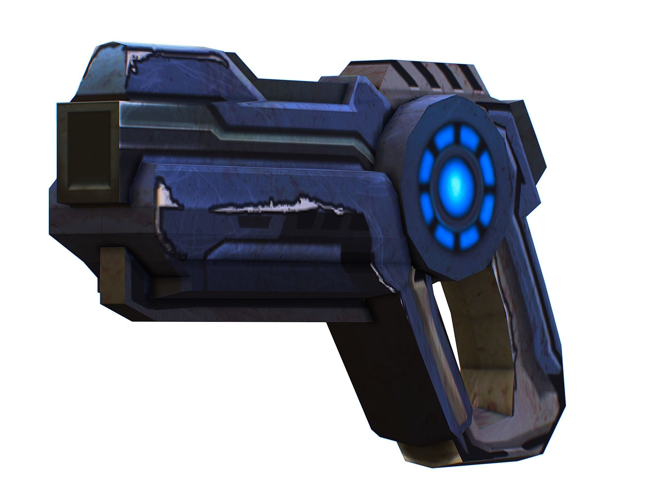 Cartoon Gun Blaster Barrel Nagan Nuff Pistol Revolver Cannon Low-poly 3D model_12