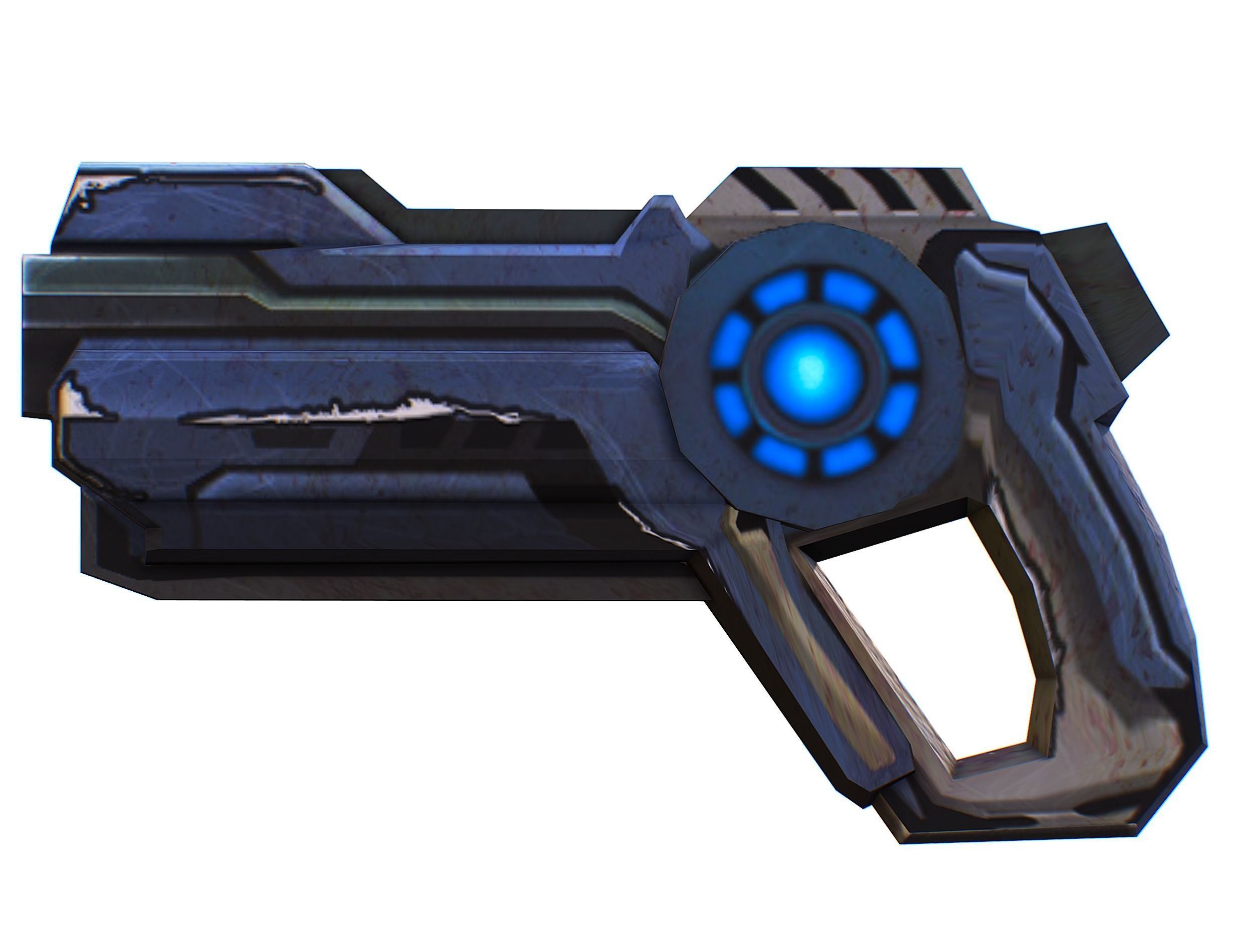 Cartoon Gun Blaster Barrel Nagan Nuff Pistol Revolver Cannon Low-poly 3D model_17