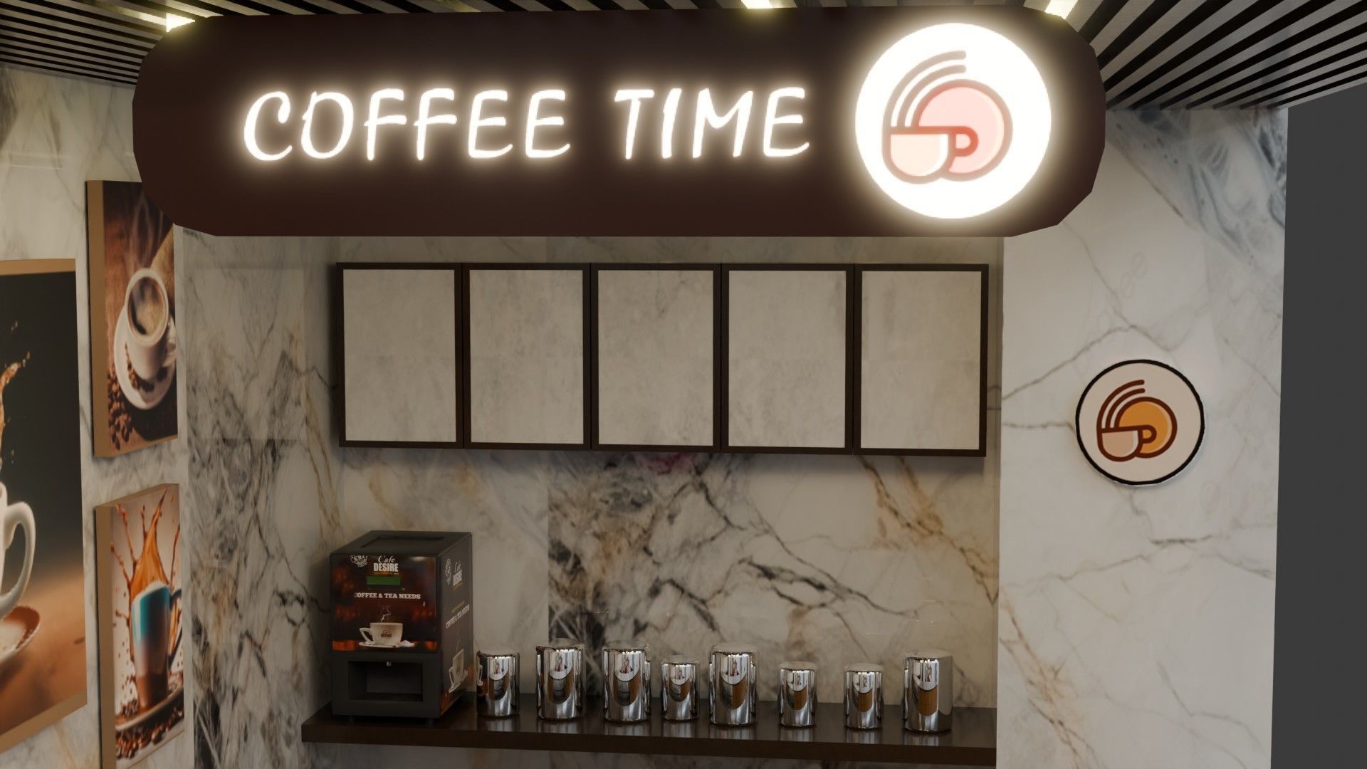 Coffee Shop - Game Ready - PBR Low-poly 3D model_8