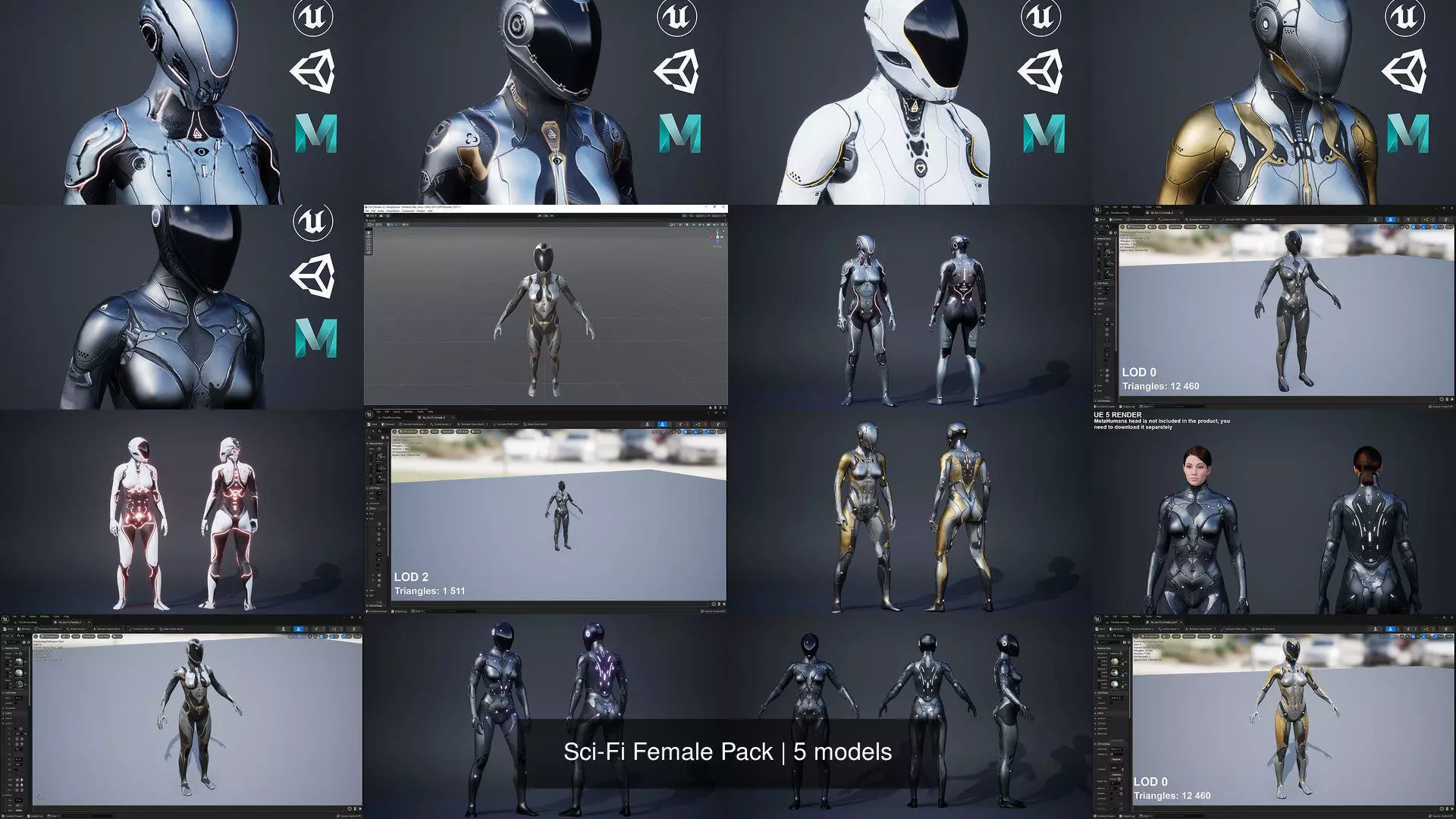 Sci-Fi Female Pack 3D Model Collection_6