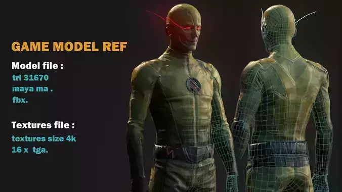 3D game Model reference - Reverse-Flash Low-poly 3D model