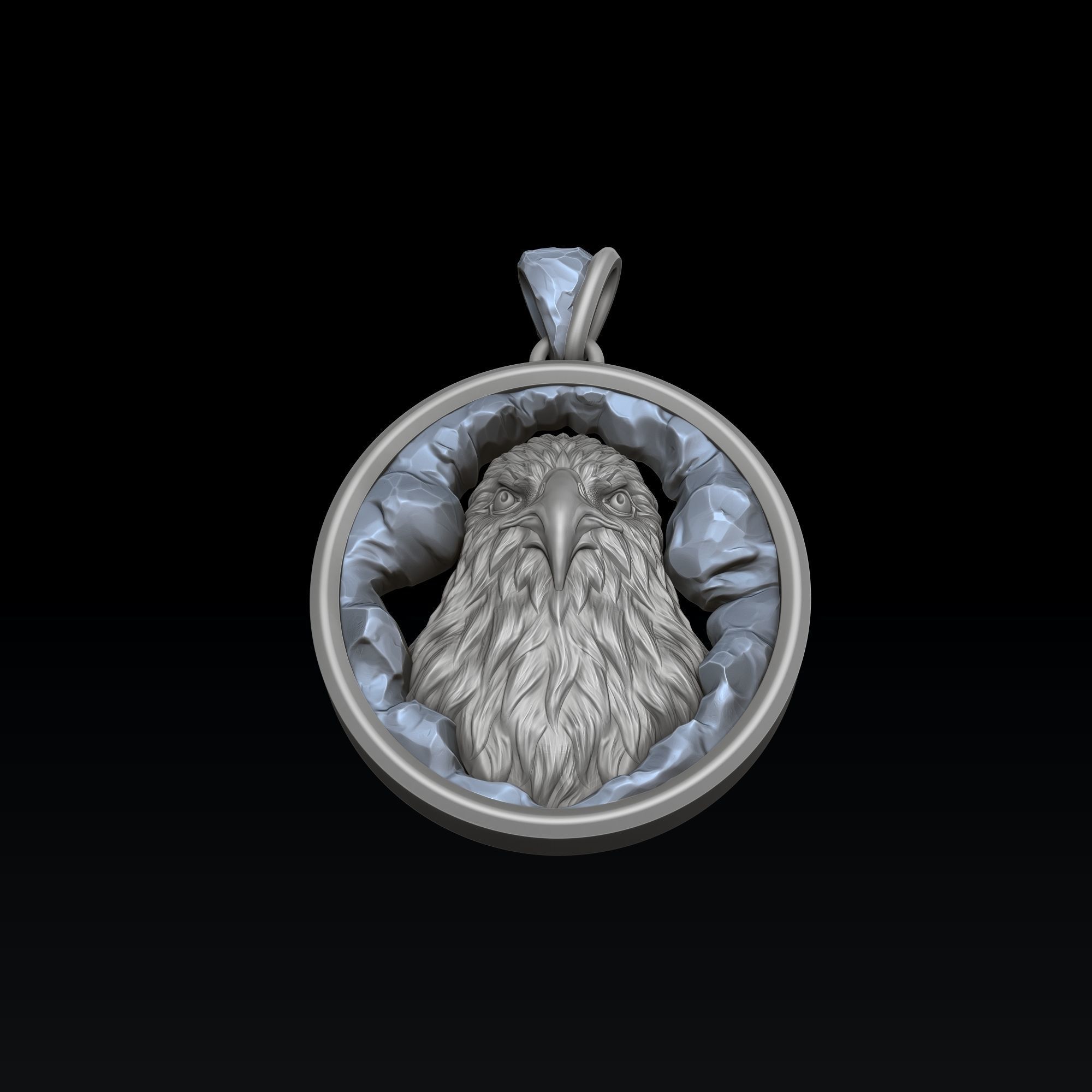 Eagle In Cave Pendant 3D print model_7