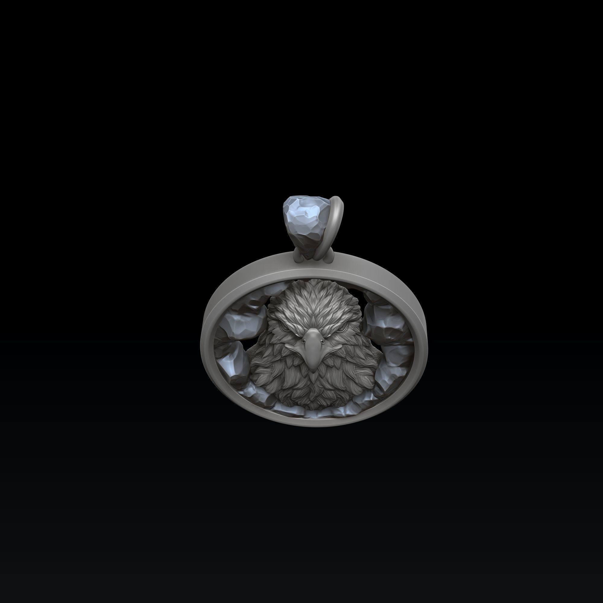 Eagle In Cave Pendant 3D print model_4