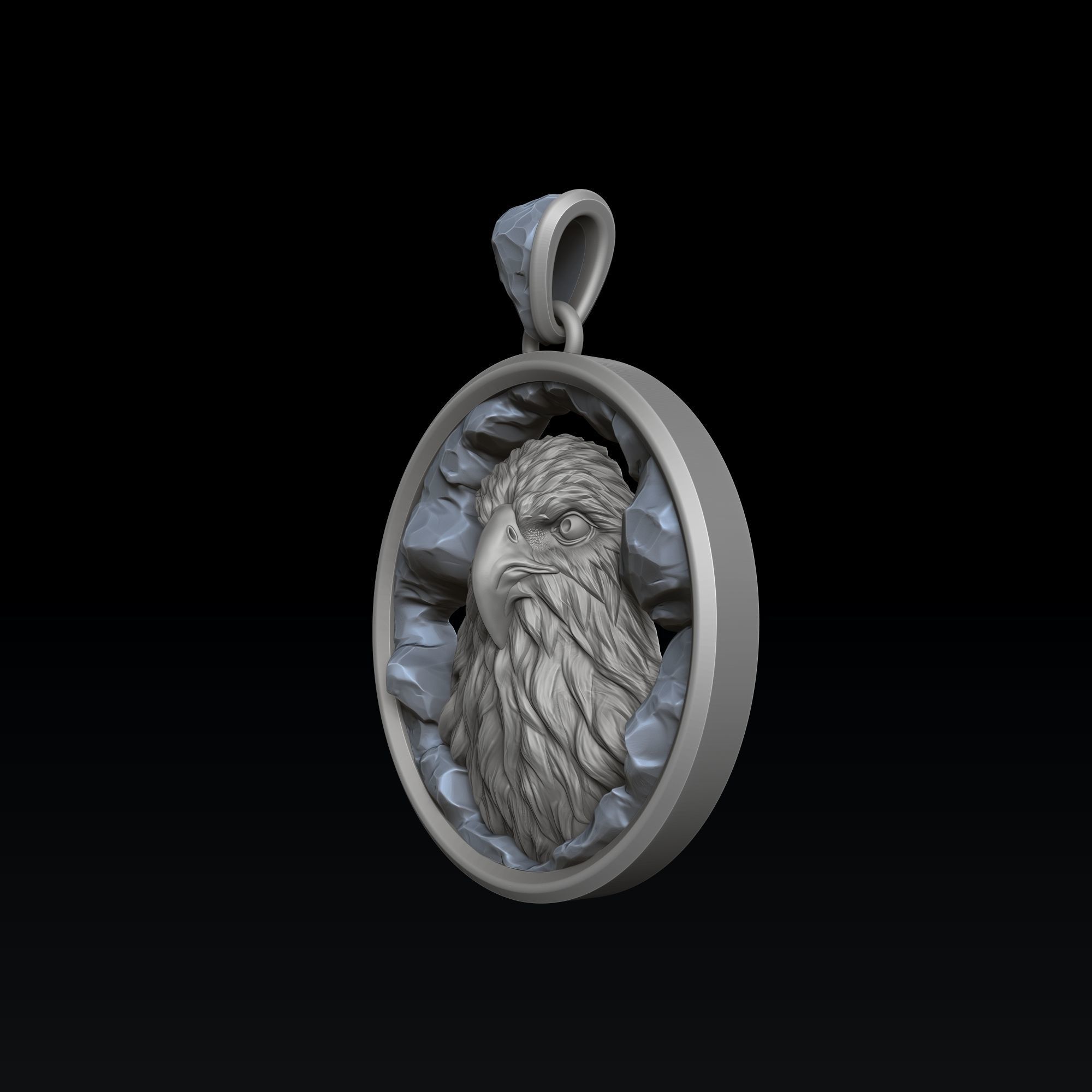 Eagle In Cave Pendant 3D print model_6
