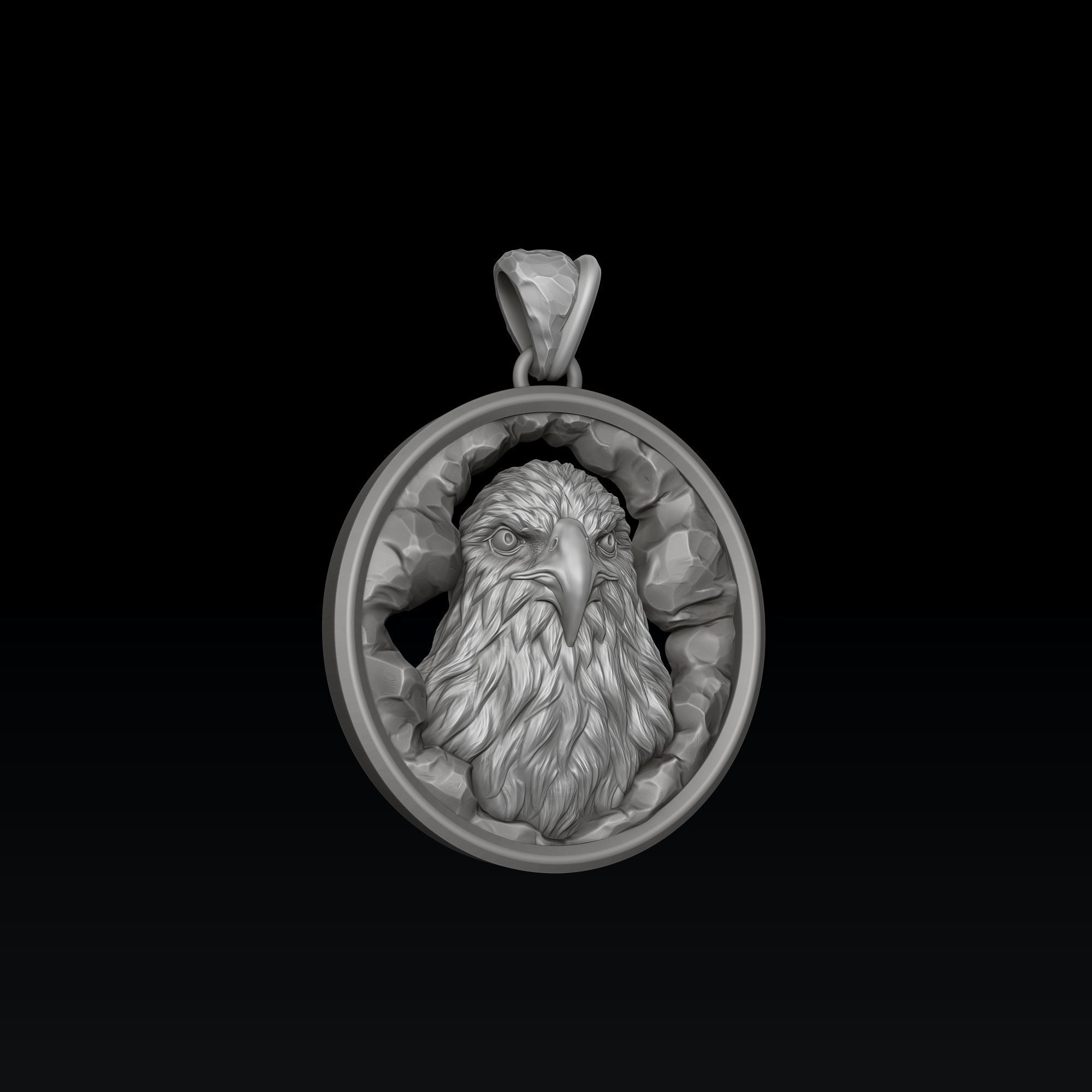 Eagle In Cave Pendant 3D print model_2