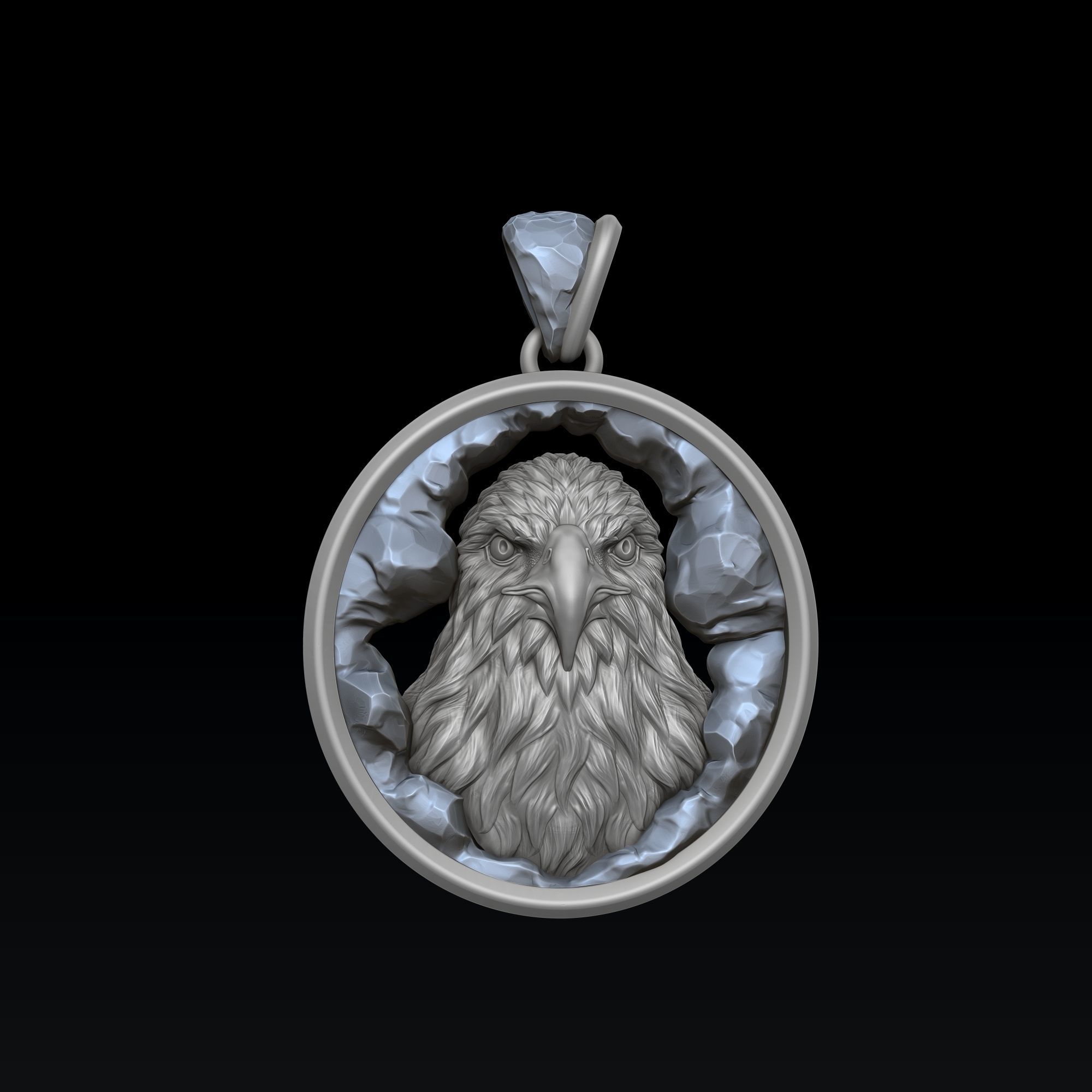 Eagle In Cave Pendant 3D print model_1