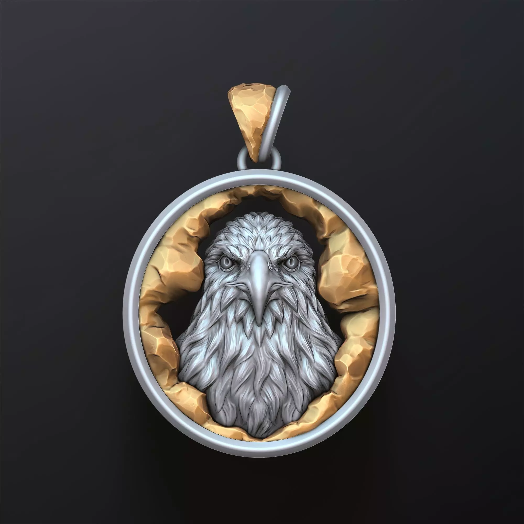Eagle In Cave Pendant 3D print model_0