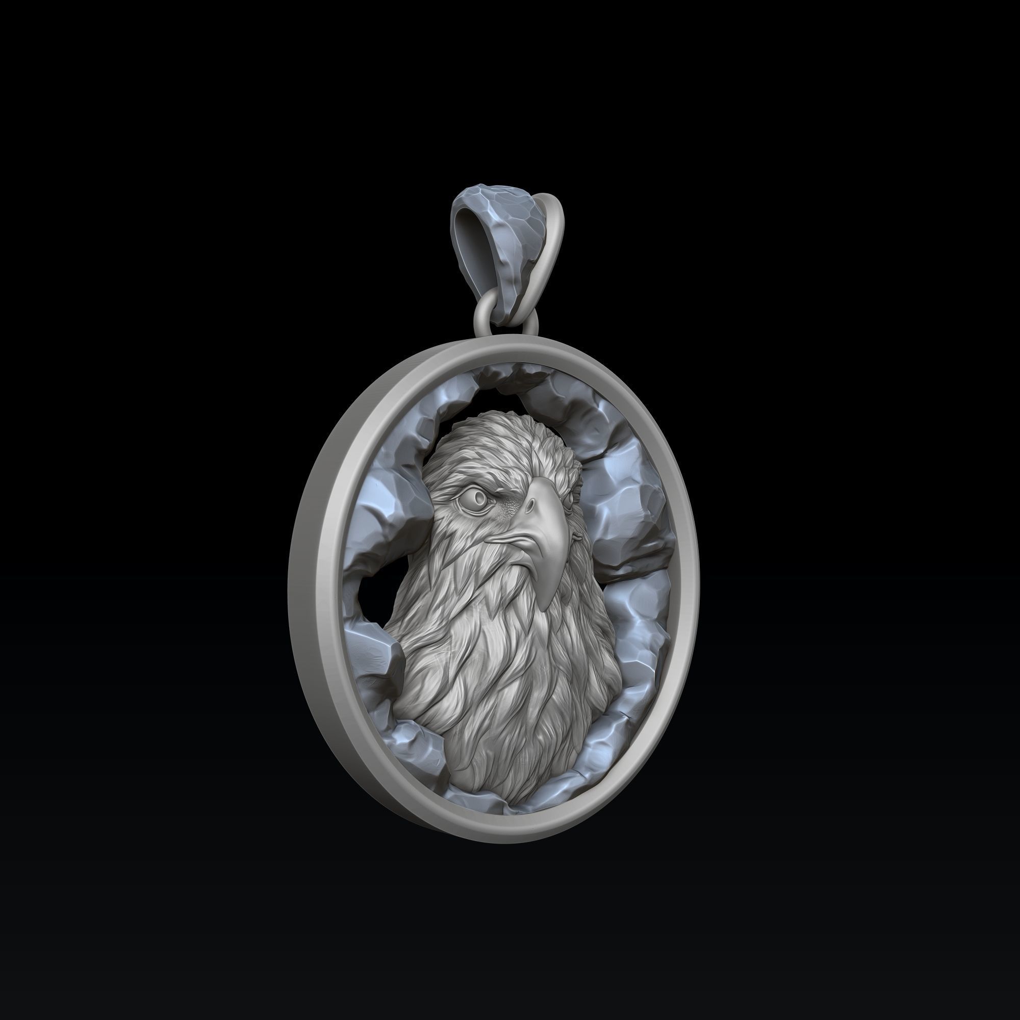 Eagle In Cave Pendant 3D print model_5