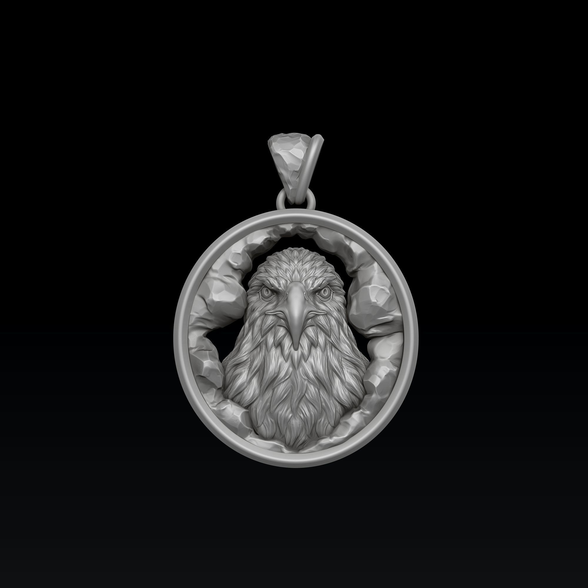 Eagle In Cave Pendant 3D print model_3