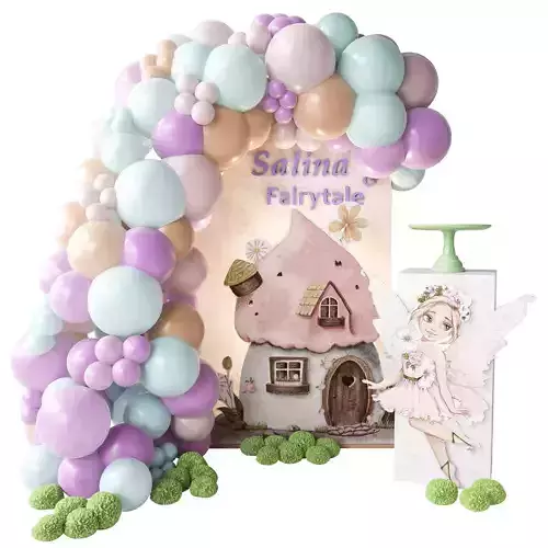 Children arch with balloons and toys