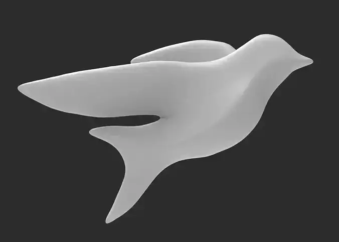 High Poly Abstract Bird Sculpture 3D Print Model