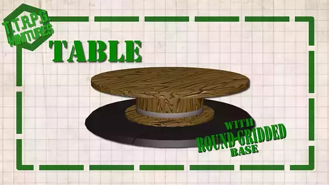 TTRPG and DnD Table Miniature with Round Gridded Base