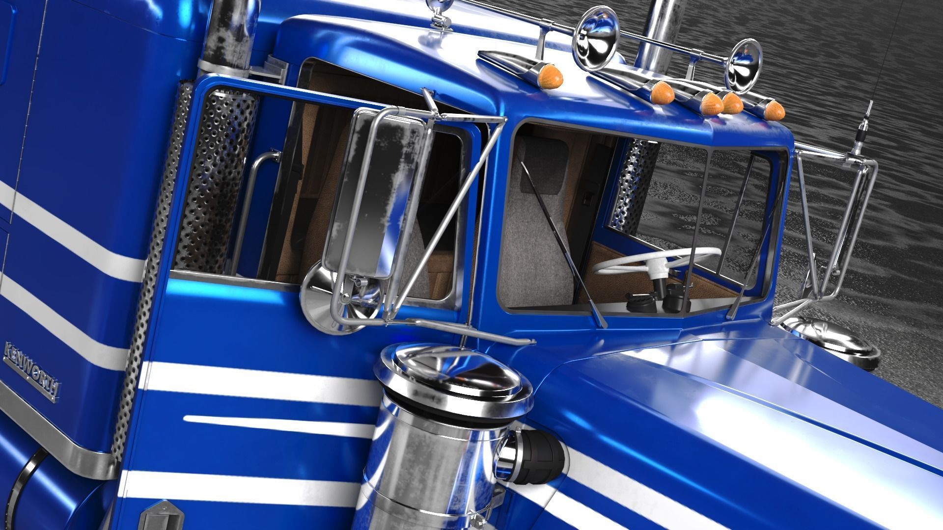 Kenworth W900 A 1981 Low-poly 3D model_7