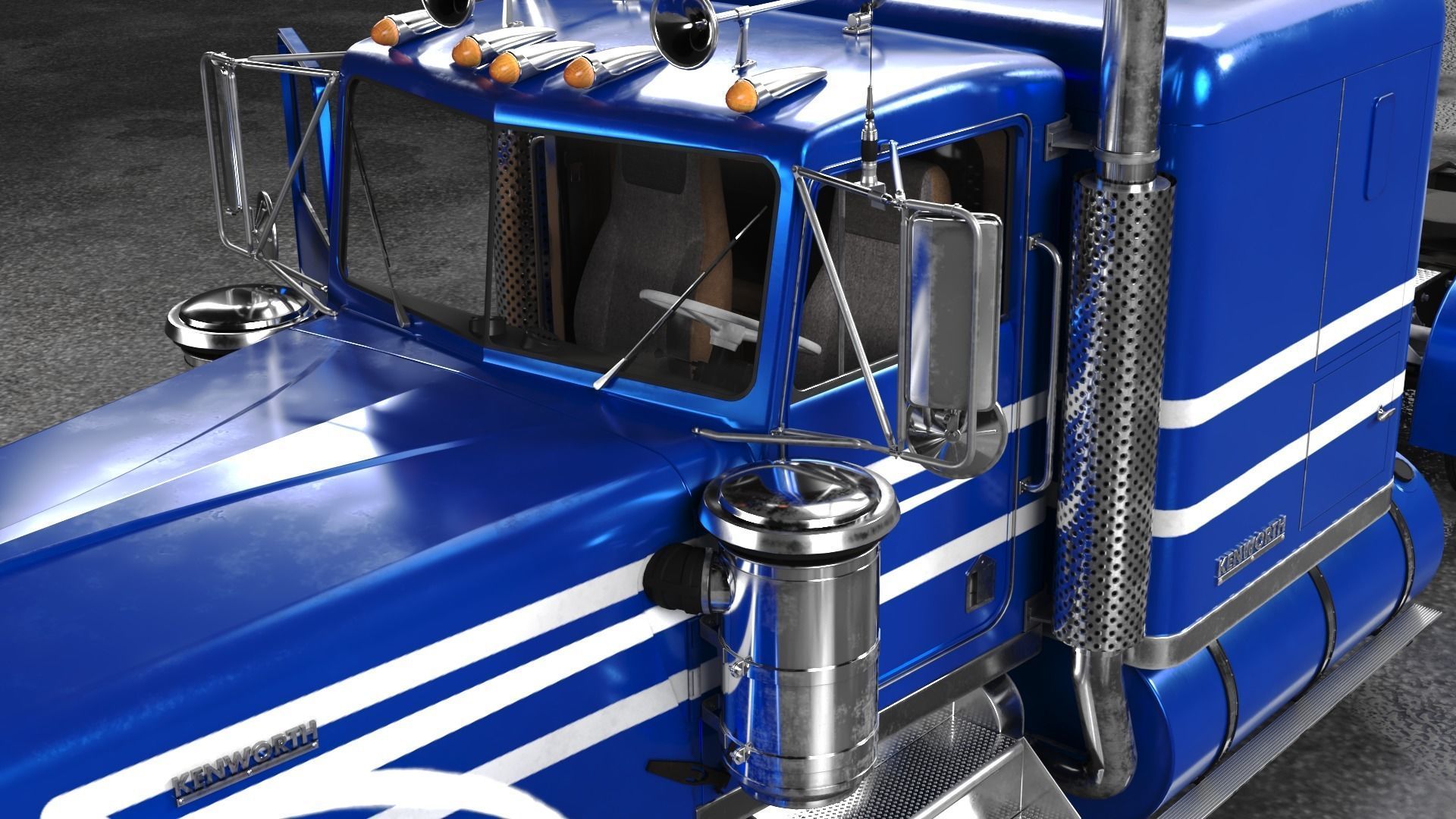 Kenworth W900 A 1981 Low-poly 3D model_8