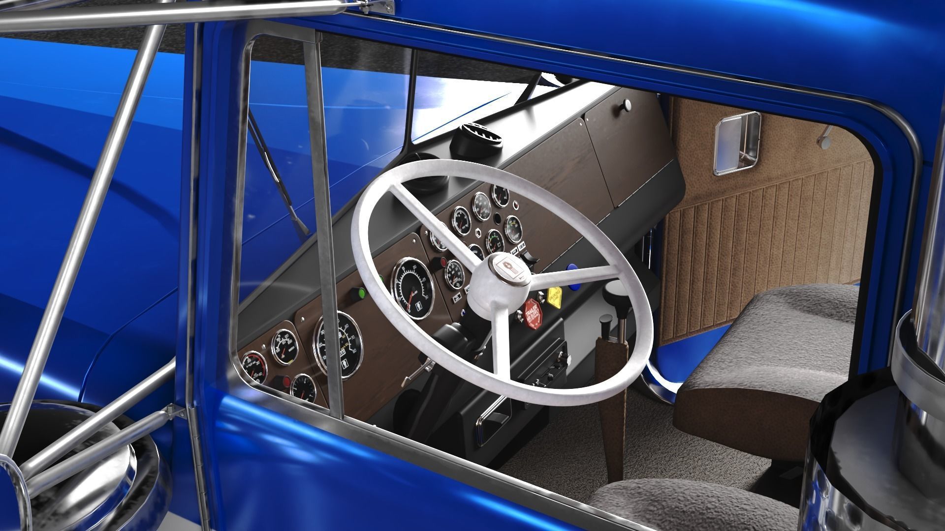 Kenworth W900 A 1981 Low-poly 3D model_9