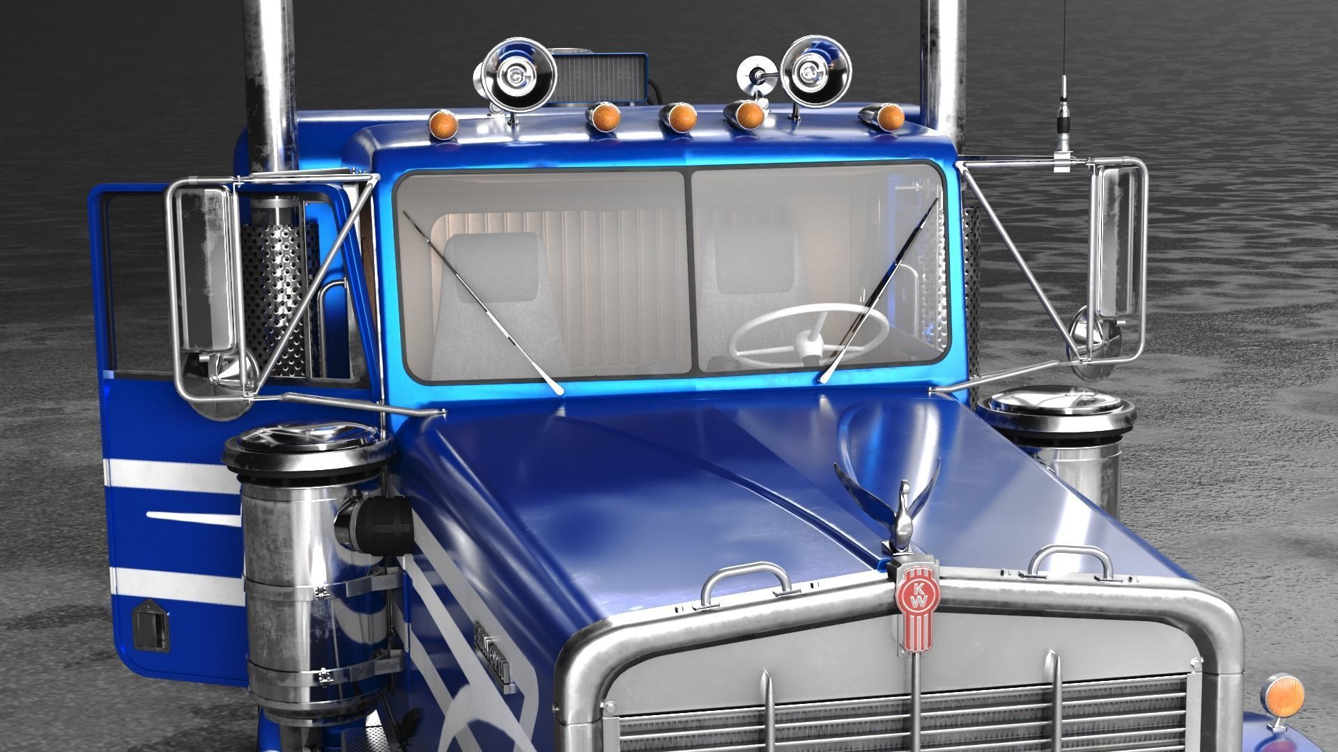 Kenworth W900 A 1981 Low-poly 3D model_11