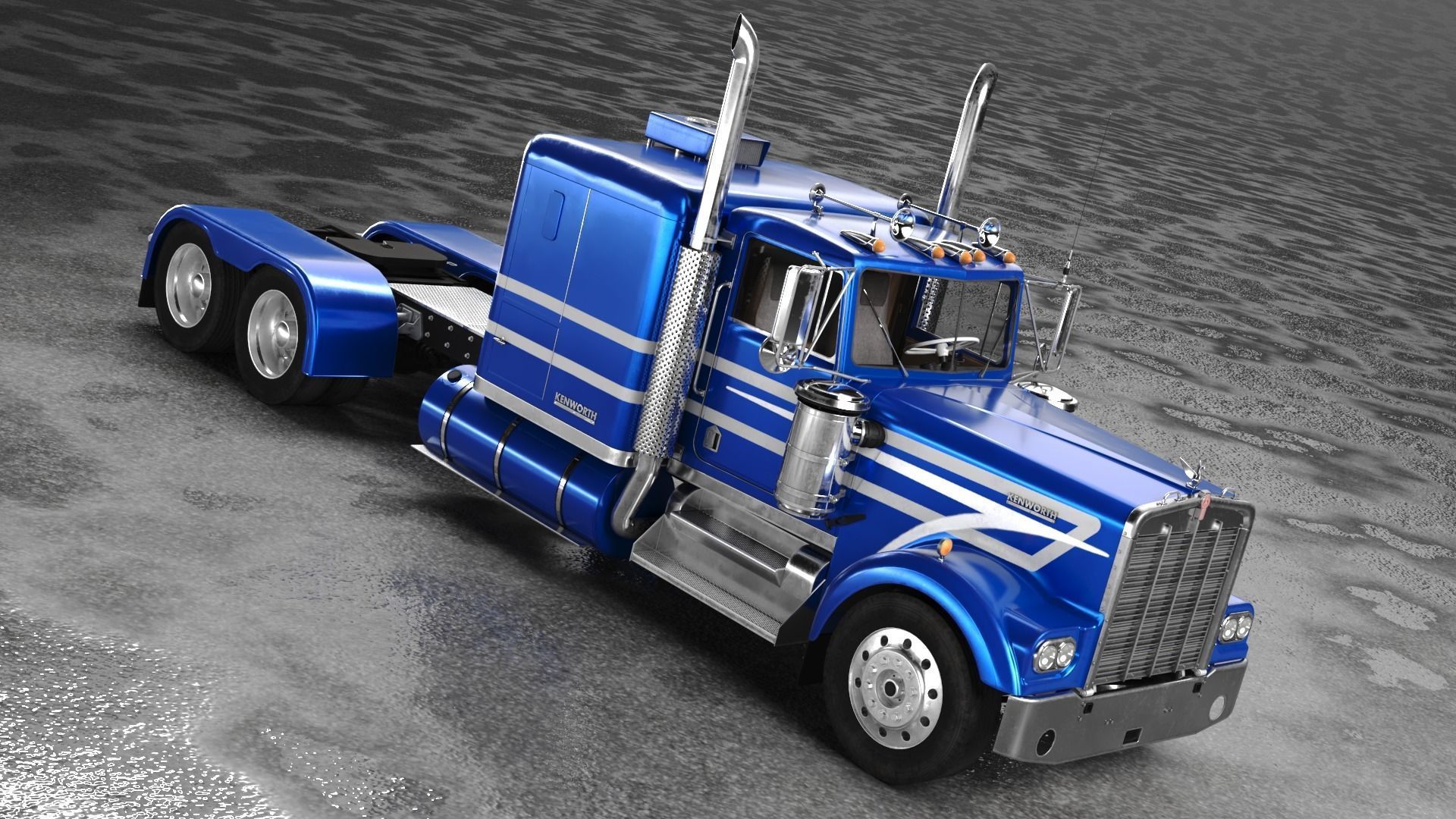 Kenworth W900 A 1981 Low-poly 3D model_1