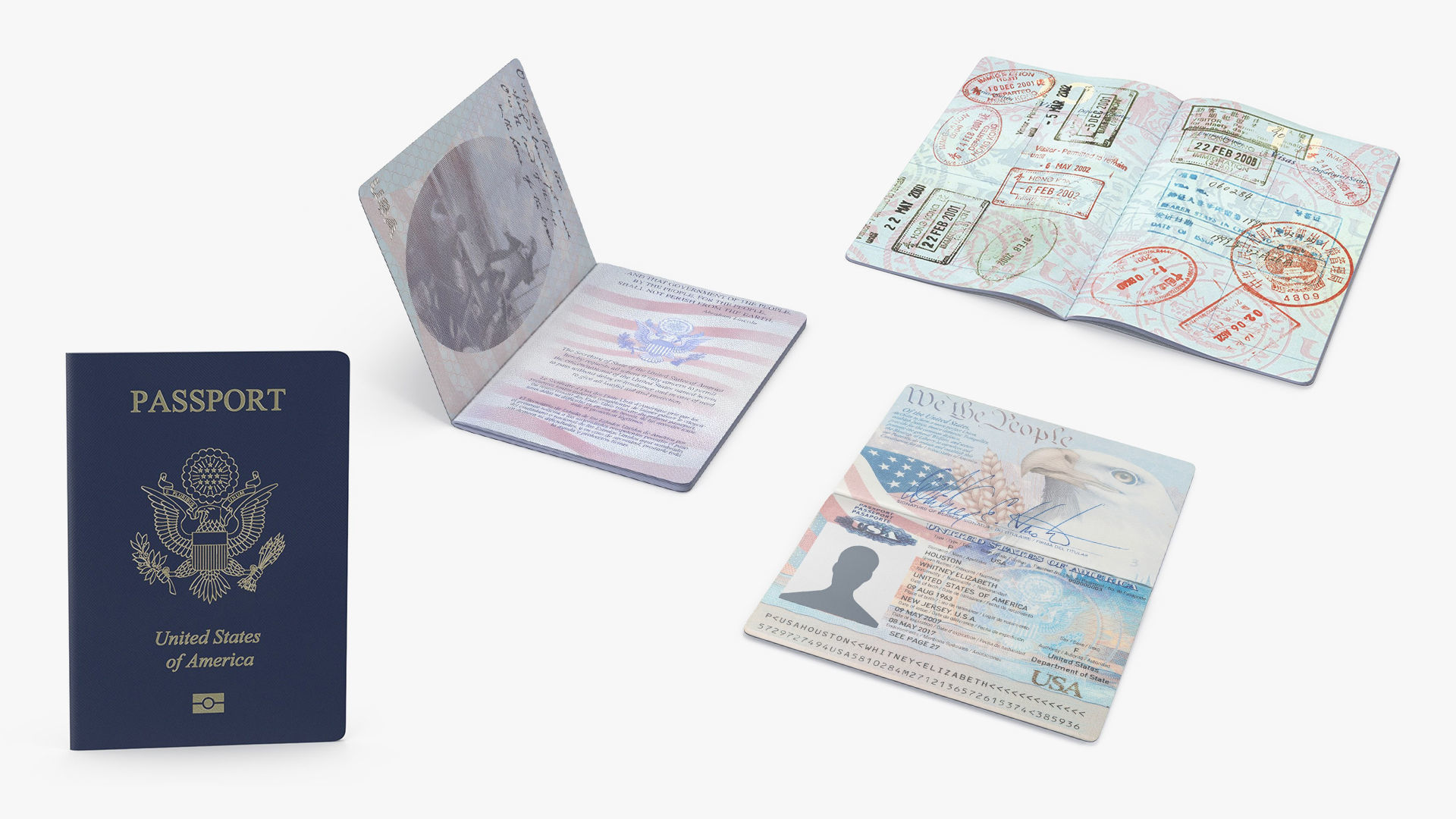 USA Passports Collection 2 3D Model Pack