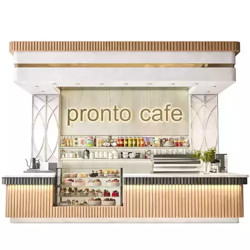 Design project for a cafe with a showcase of sweets