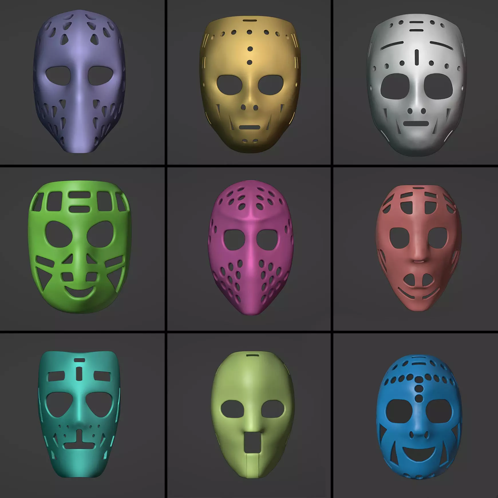 Vintage Hockey Masks Pack 3D print model_0