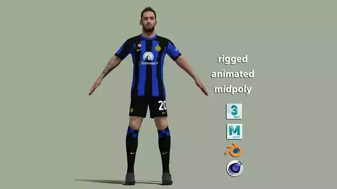 T-Pose Rigged Hakan Calhanoglu Inter Milan