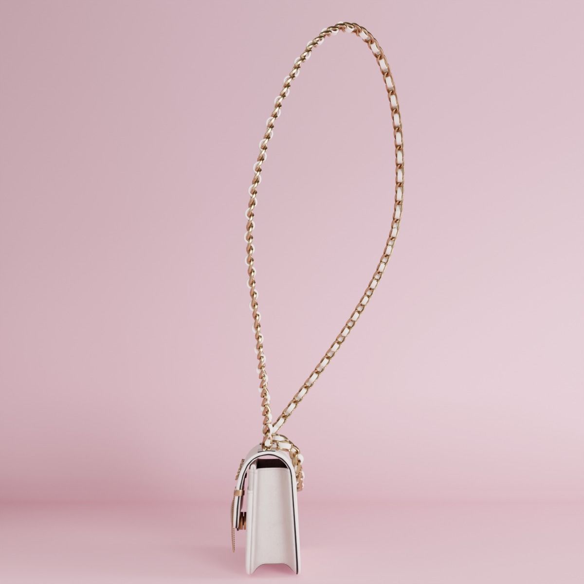 White leather shoulder bag 3 styles of straps 3D model_25