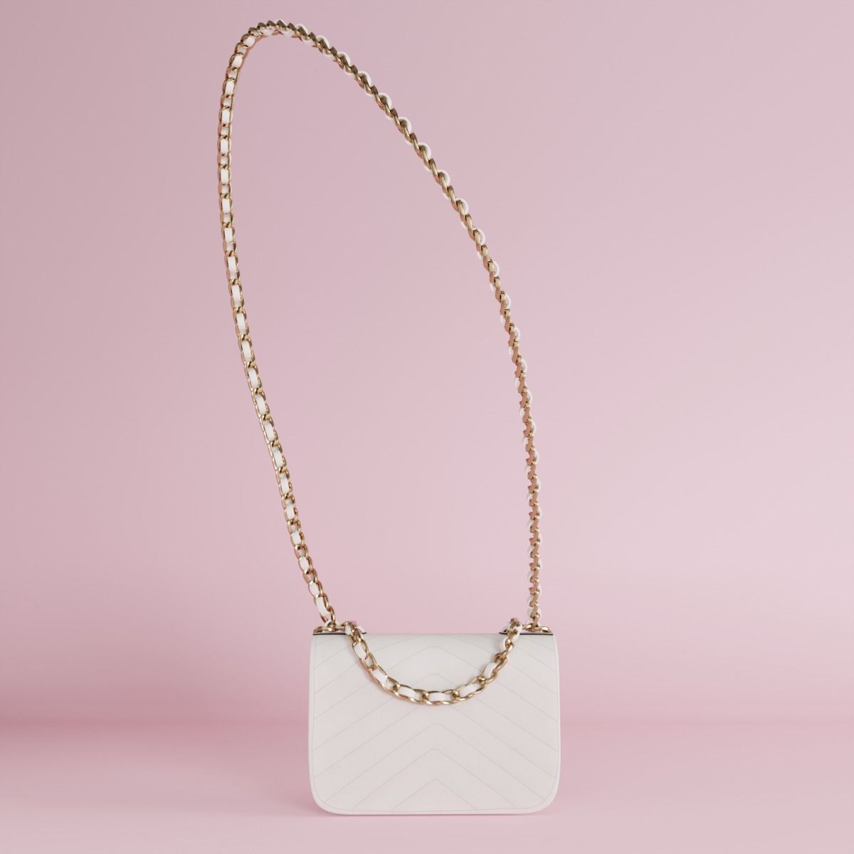 White leather shoulder bag 3 styles of straps 3D model_23