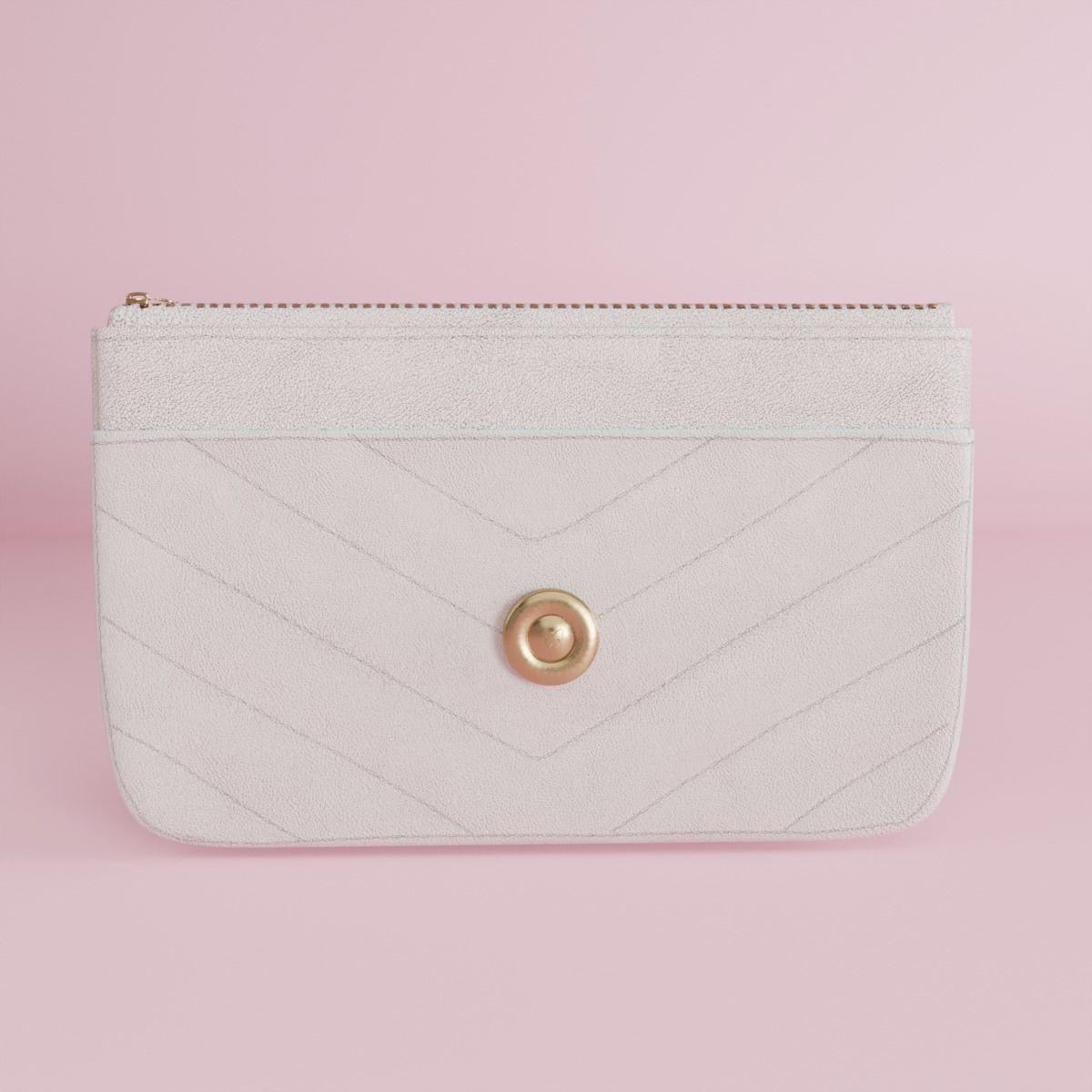 White leather shoulder bag 3 styles of straps 3D model_16