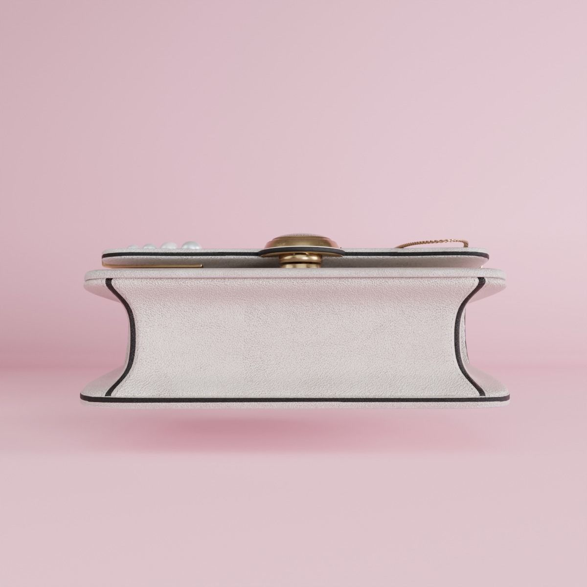 White leather shoulder bag 3 styles of straps 3D model_12