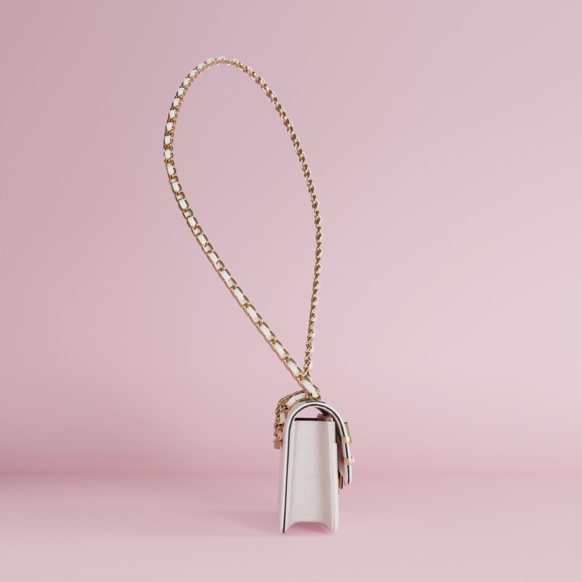 White leather shoulder bag 3 styles of straps 3D model_21