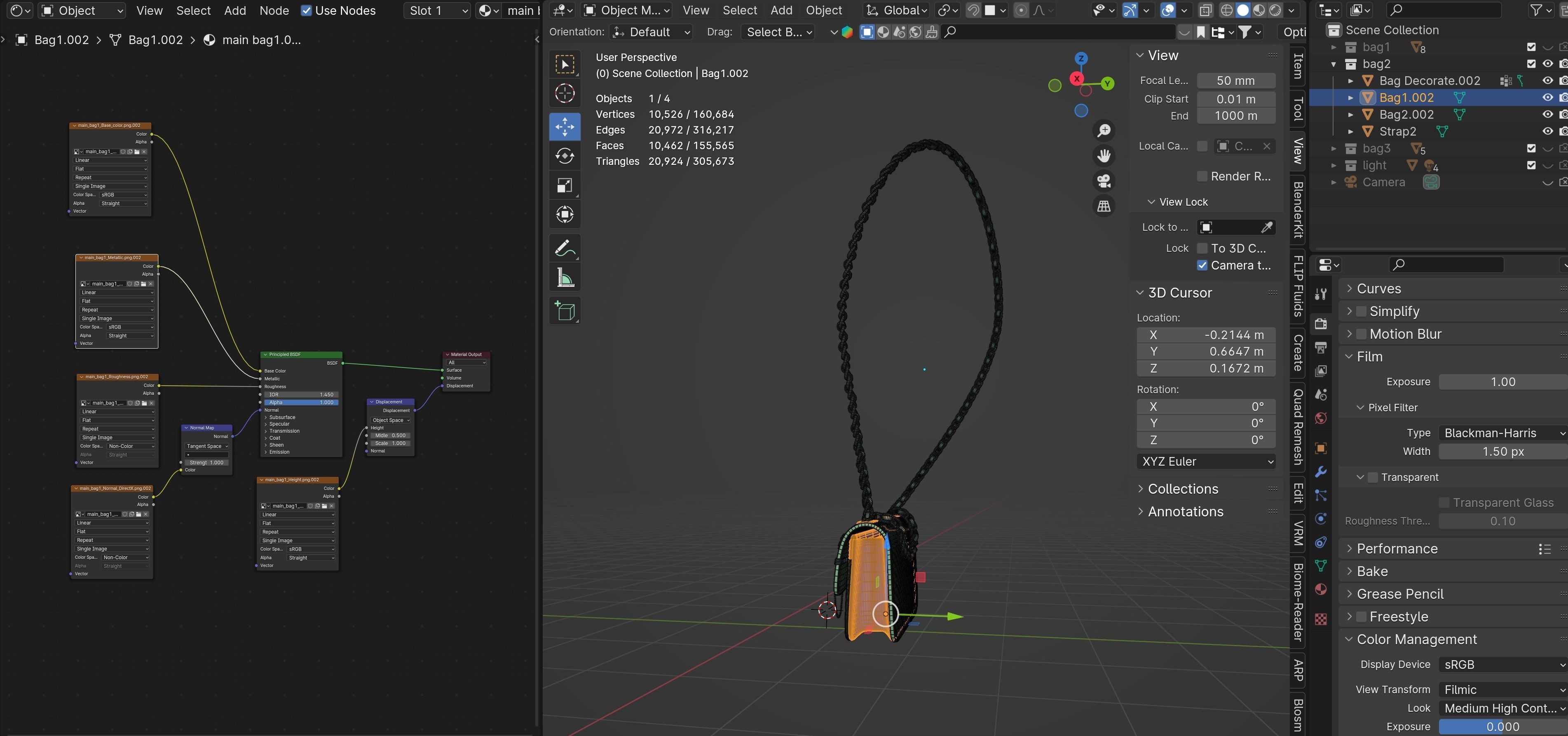 White leather shoulder bag 3 styles of straps 3D model_47