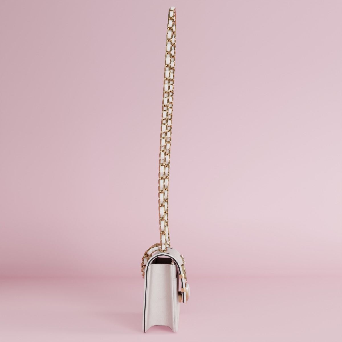 White leather shoulder bag 3 styles of straps 3D model_6