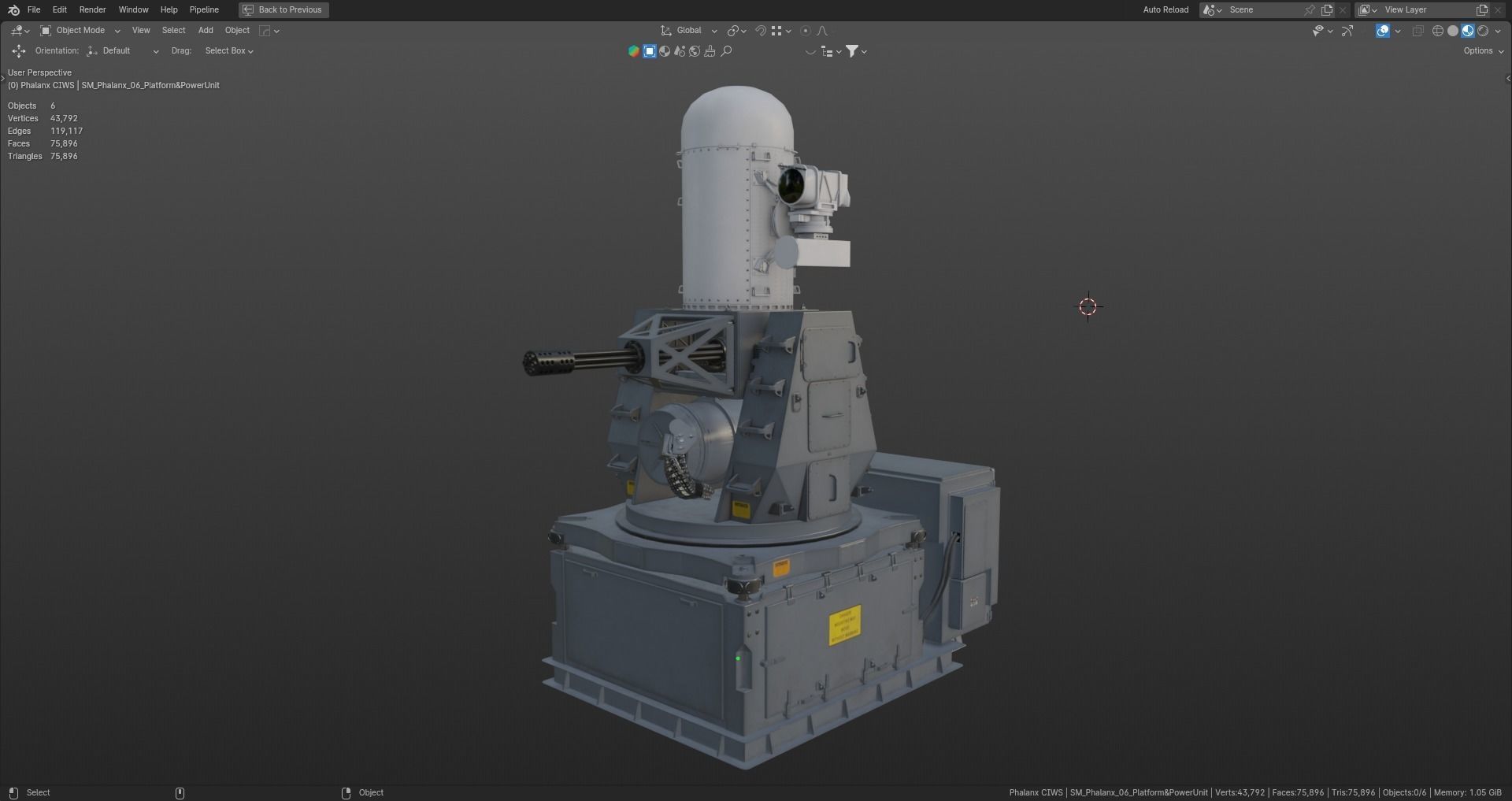 Phalanx CIWS Air Defence System Low-poly 3D model_17