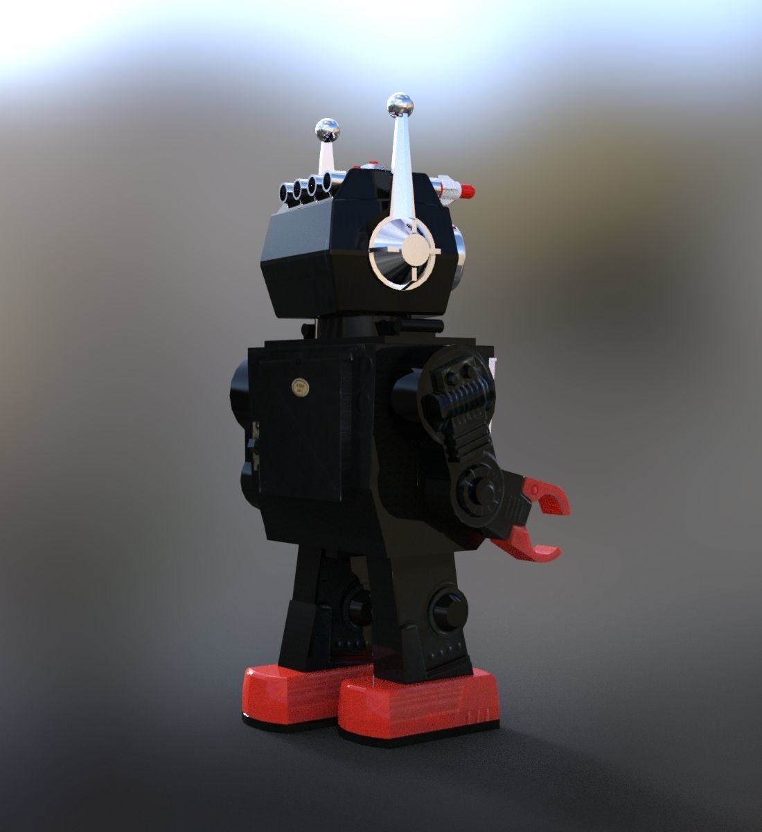 Saturn robot vintage toy model 3D model_1
