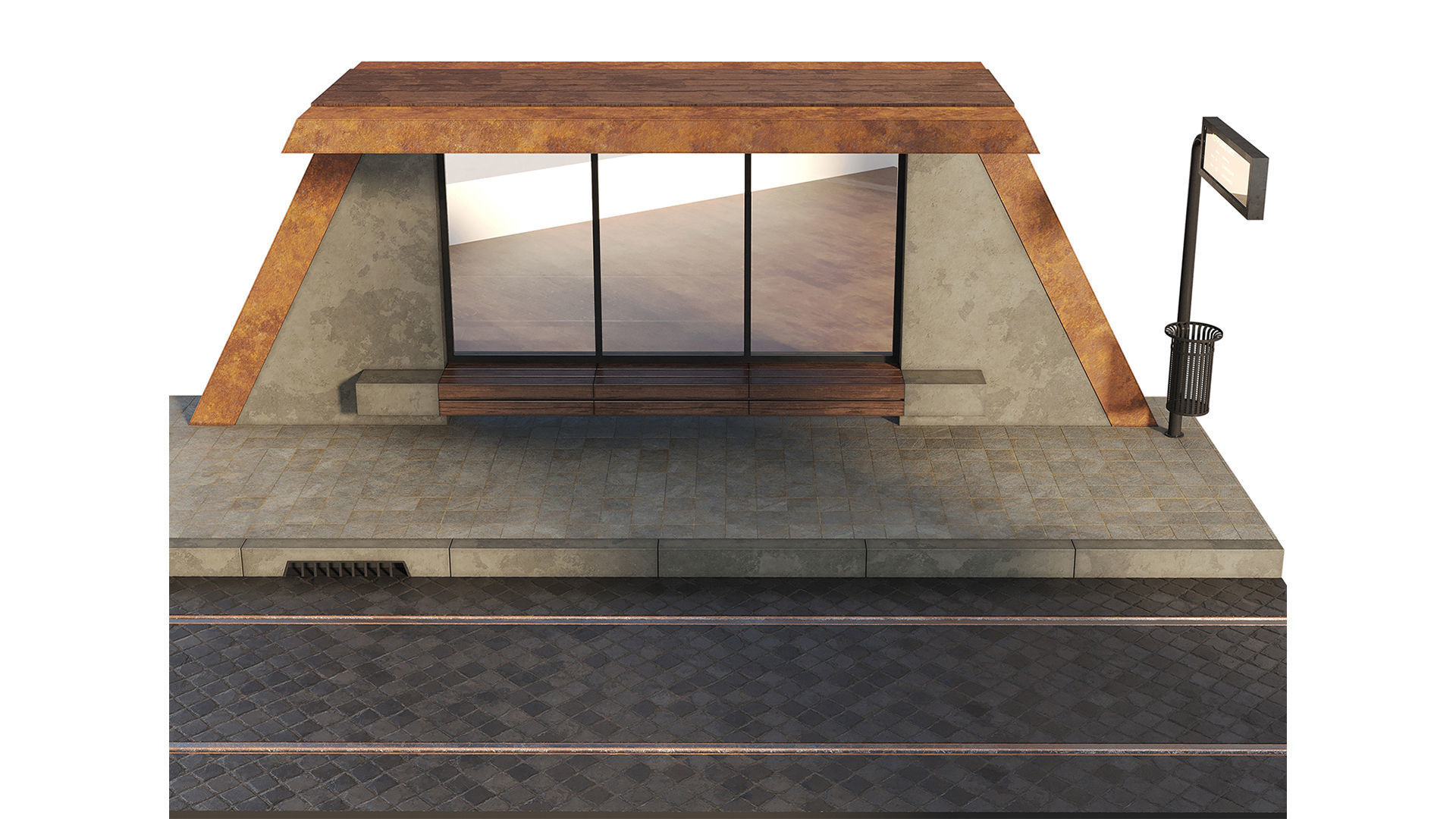 Tram station 3D model_8