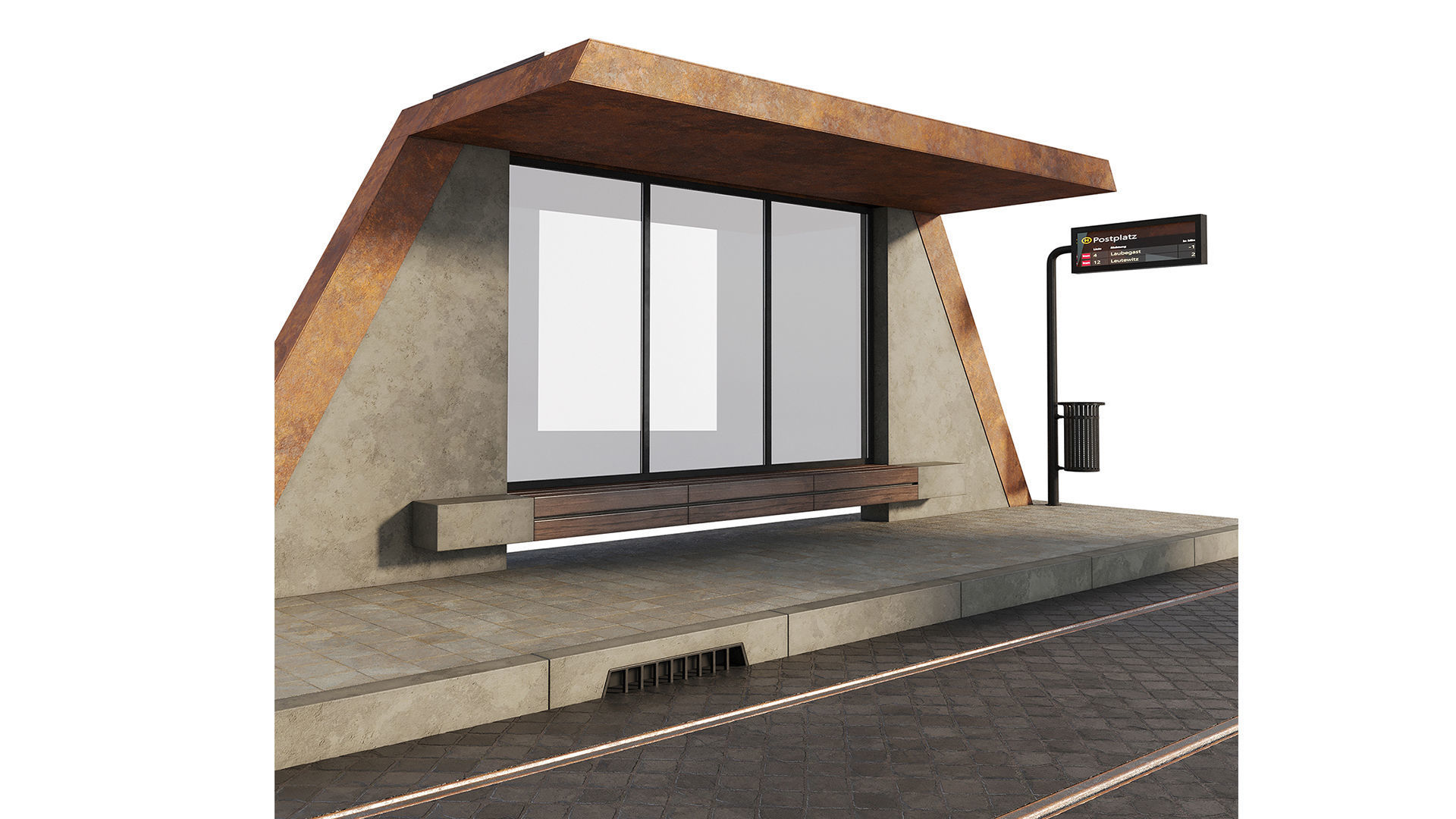 Tram station 3D model_5