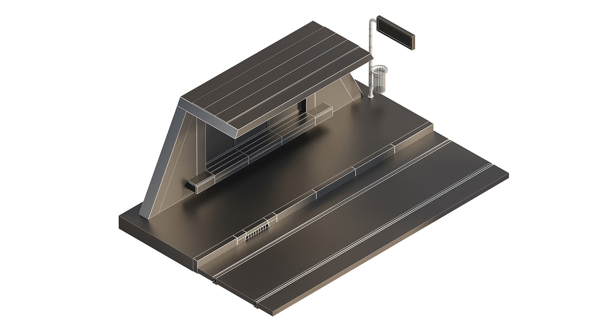 Tram station 3D model_10