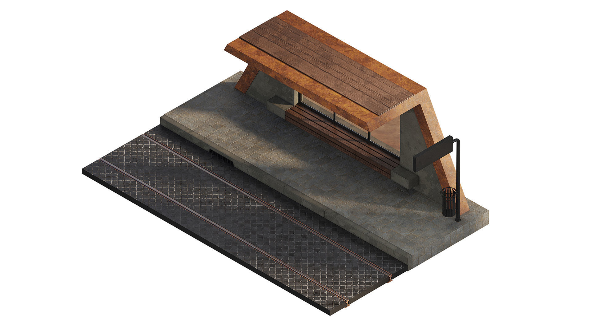 Tram station 3D model_1