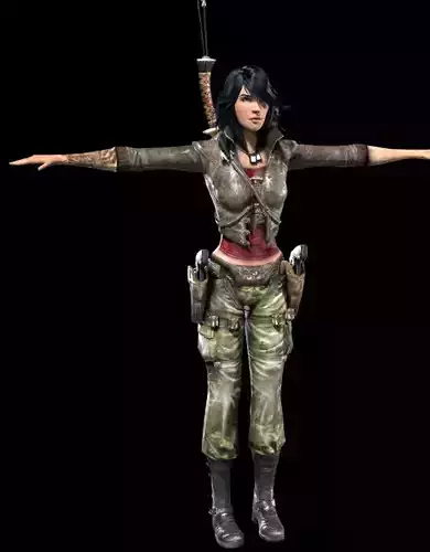 Female Warrior Low-poly 3D model