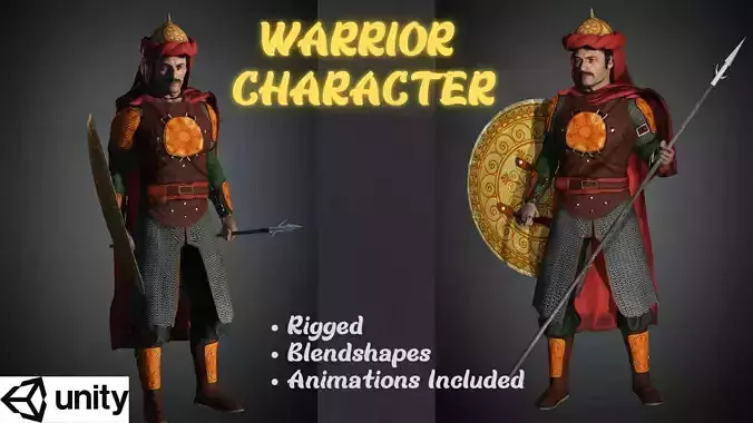 High-Quality Warrior Character - Rigged with Animations
