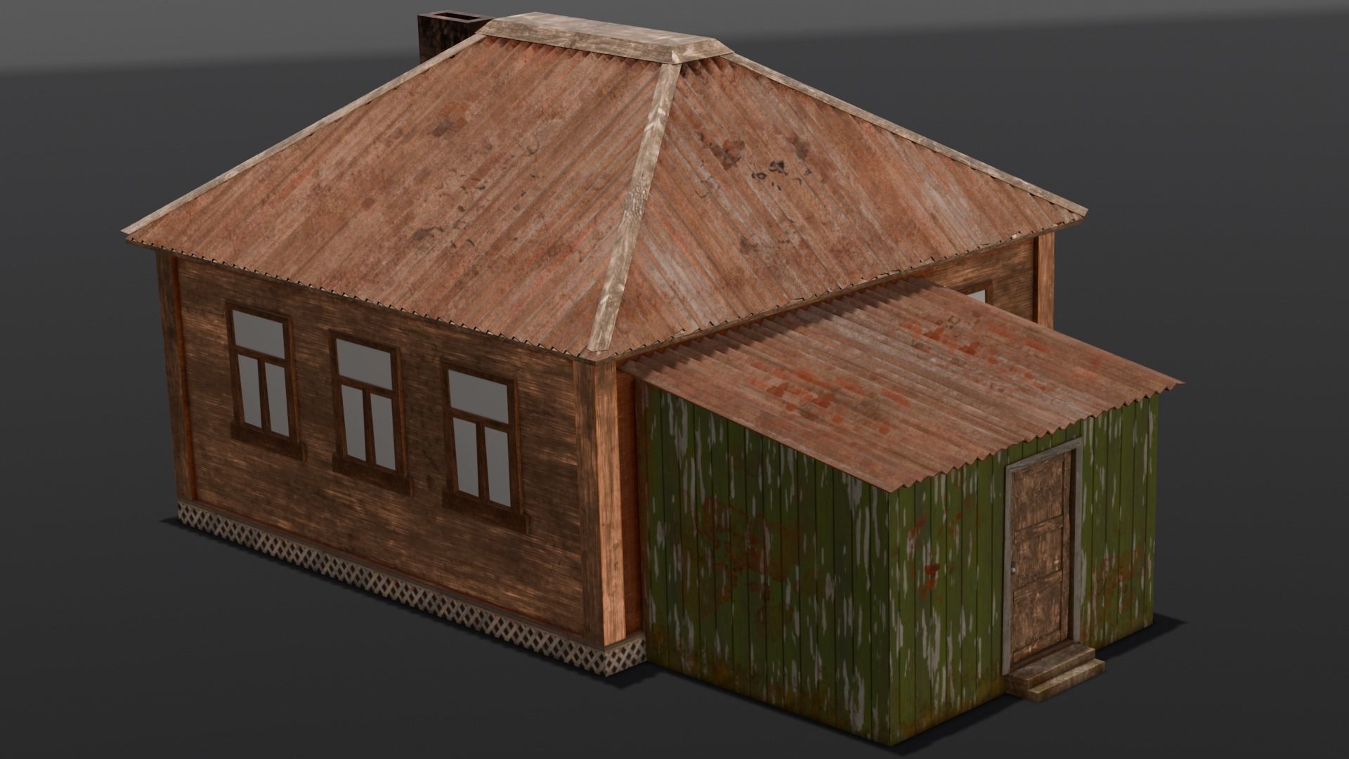 Rusted Old House Low-poly 3D model_6