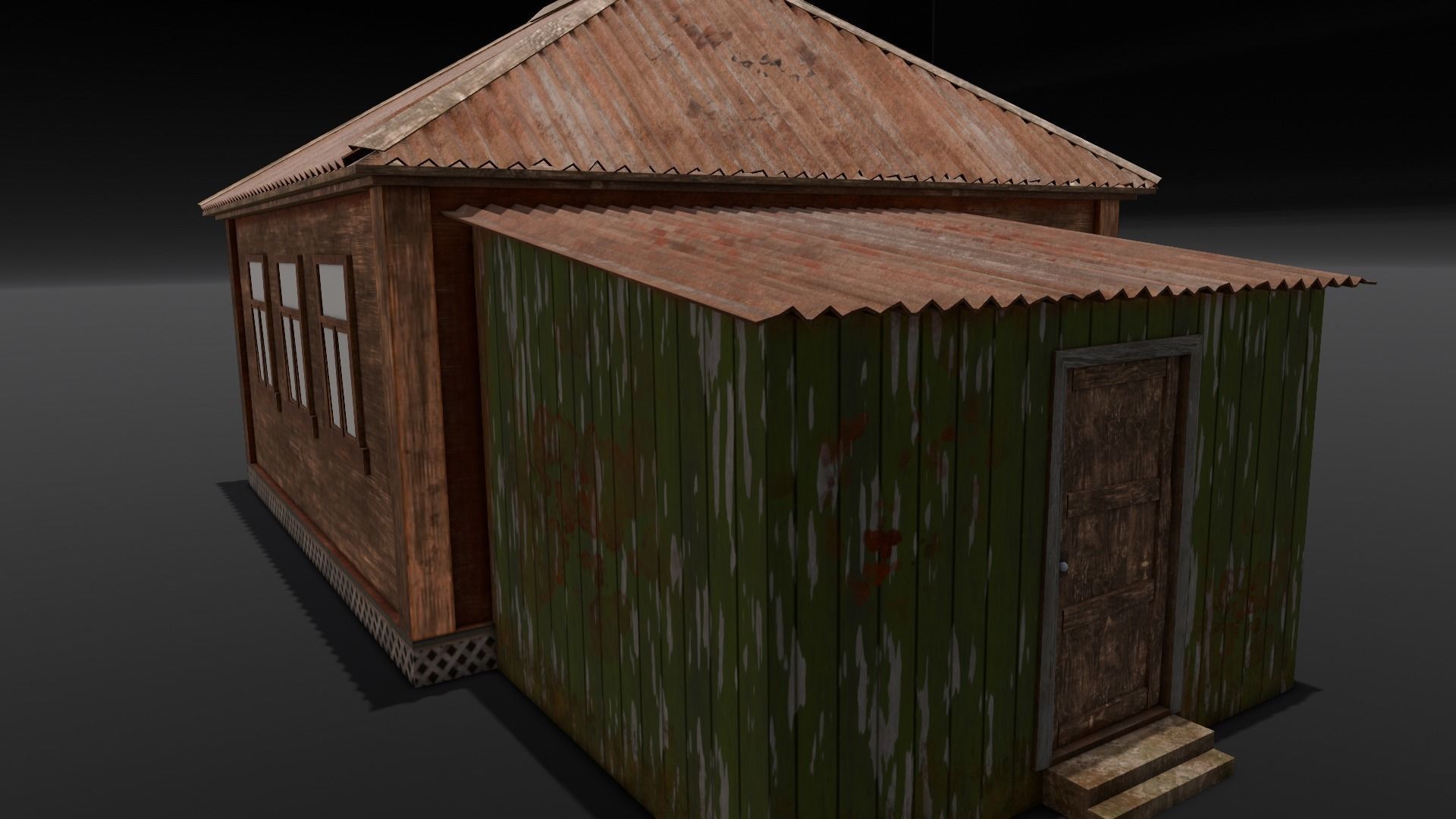 Rusted Old House Low-poly 3D model_1