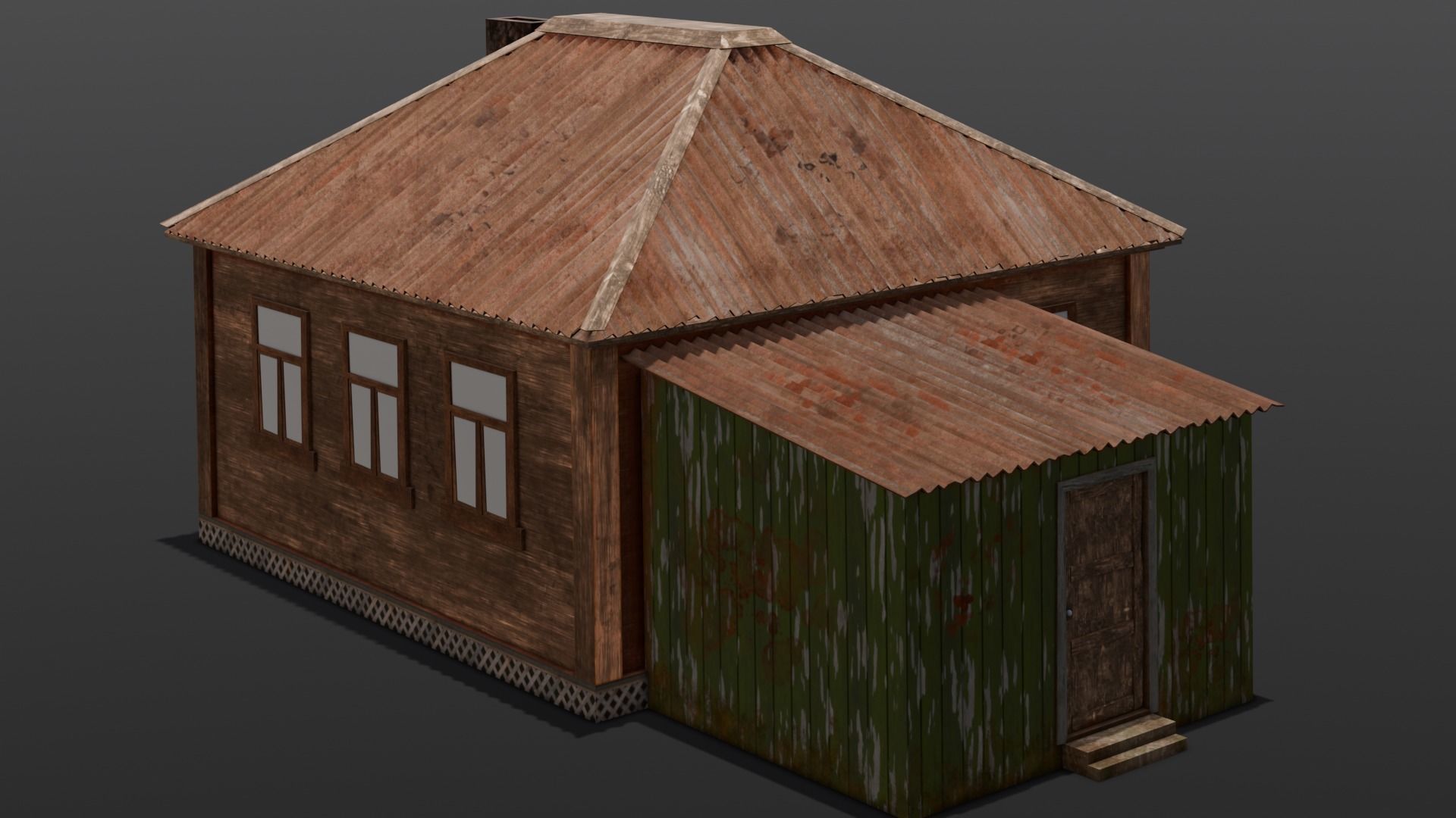 Rusted Old House Low-poly 3D model_4