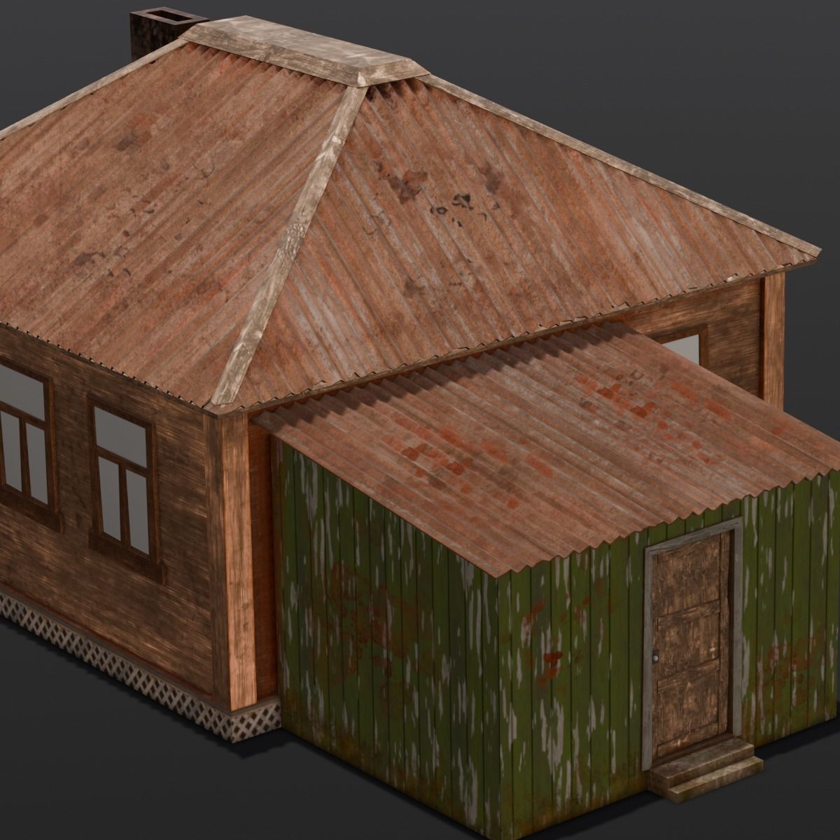Rusted Old House Low-poly 3D model_9
