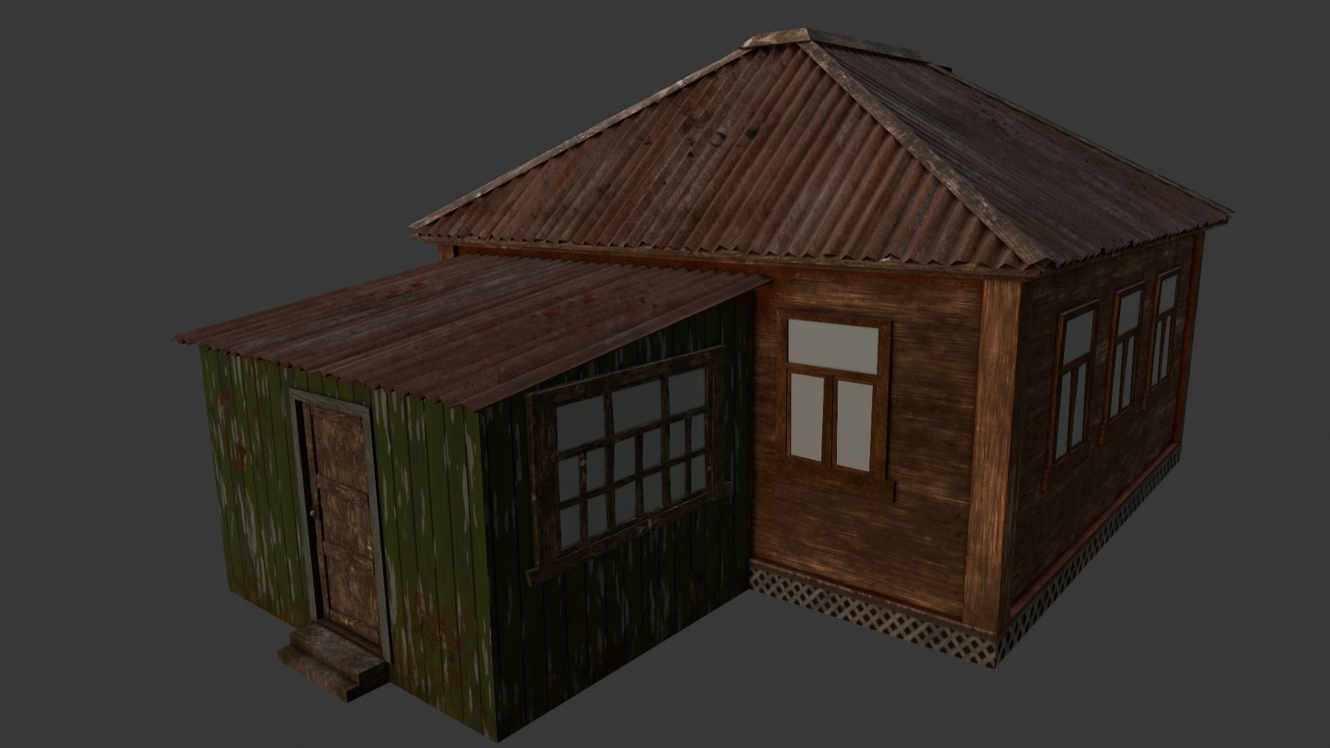 Rusted Old House Low-poly 3D model_12