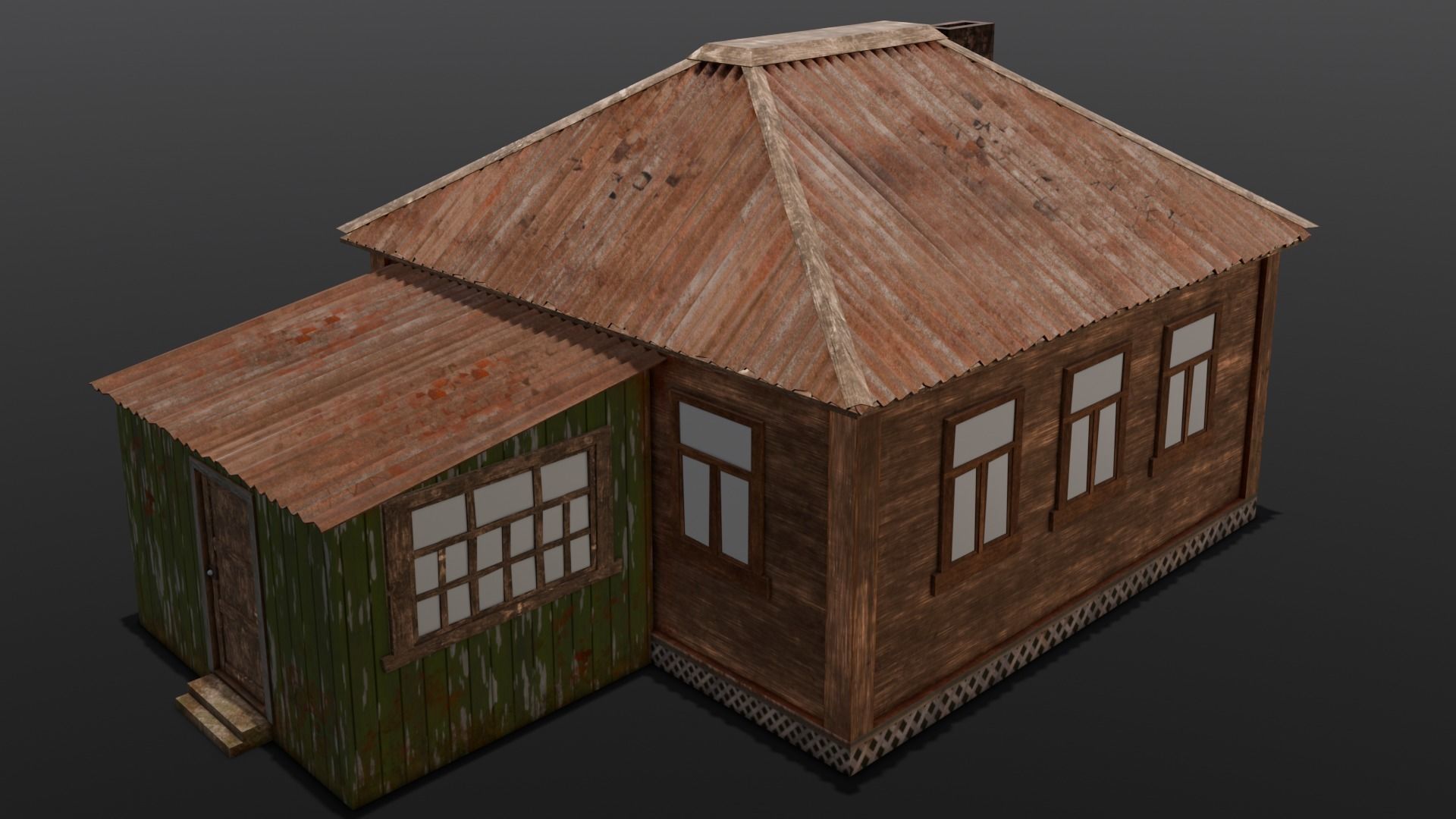 Rusted Old House Low-poly 3D model_17