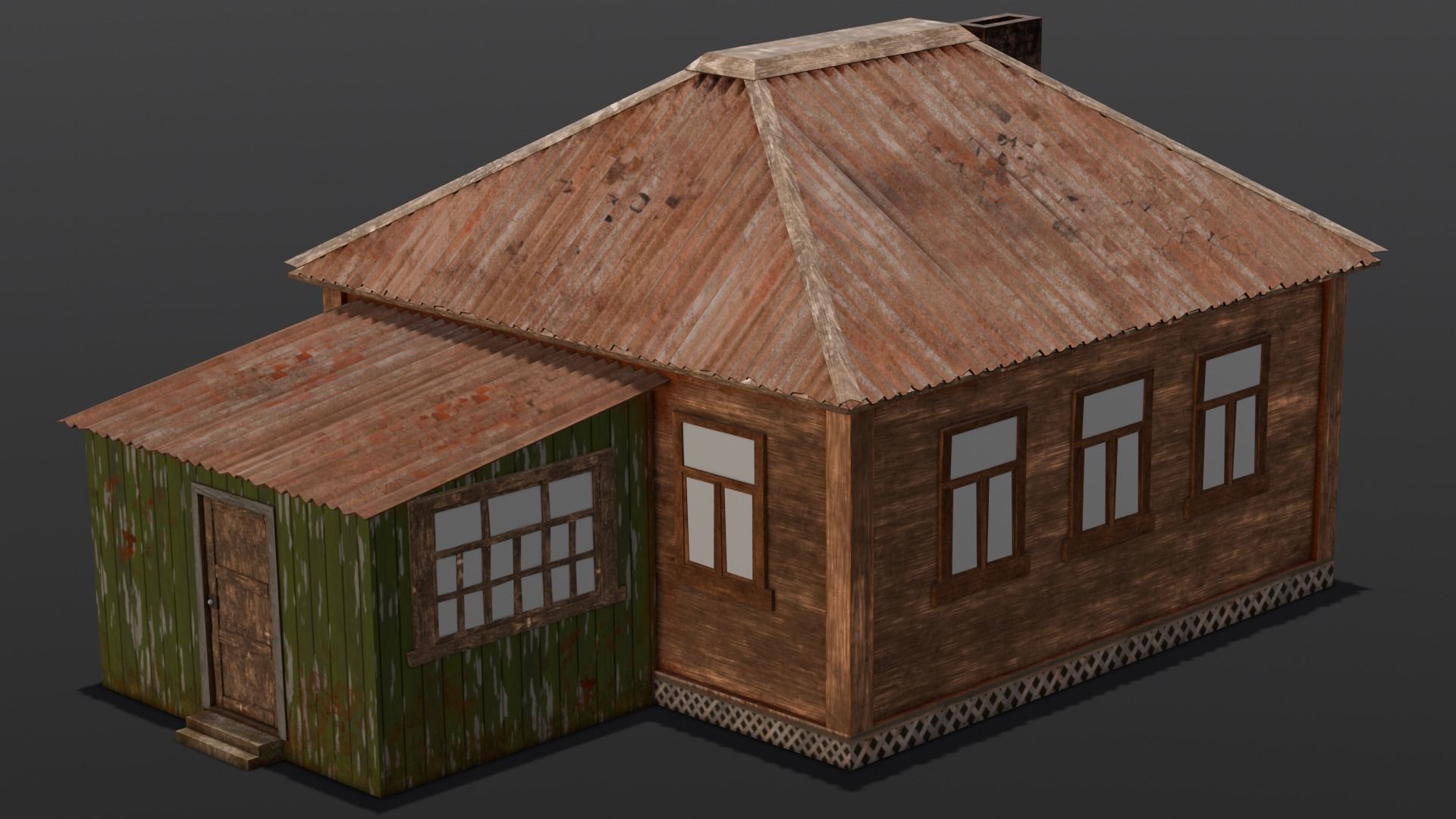 Rusted Old House Low-poly 3D model_5