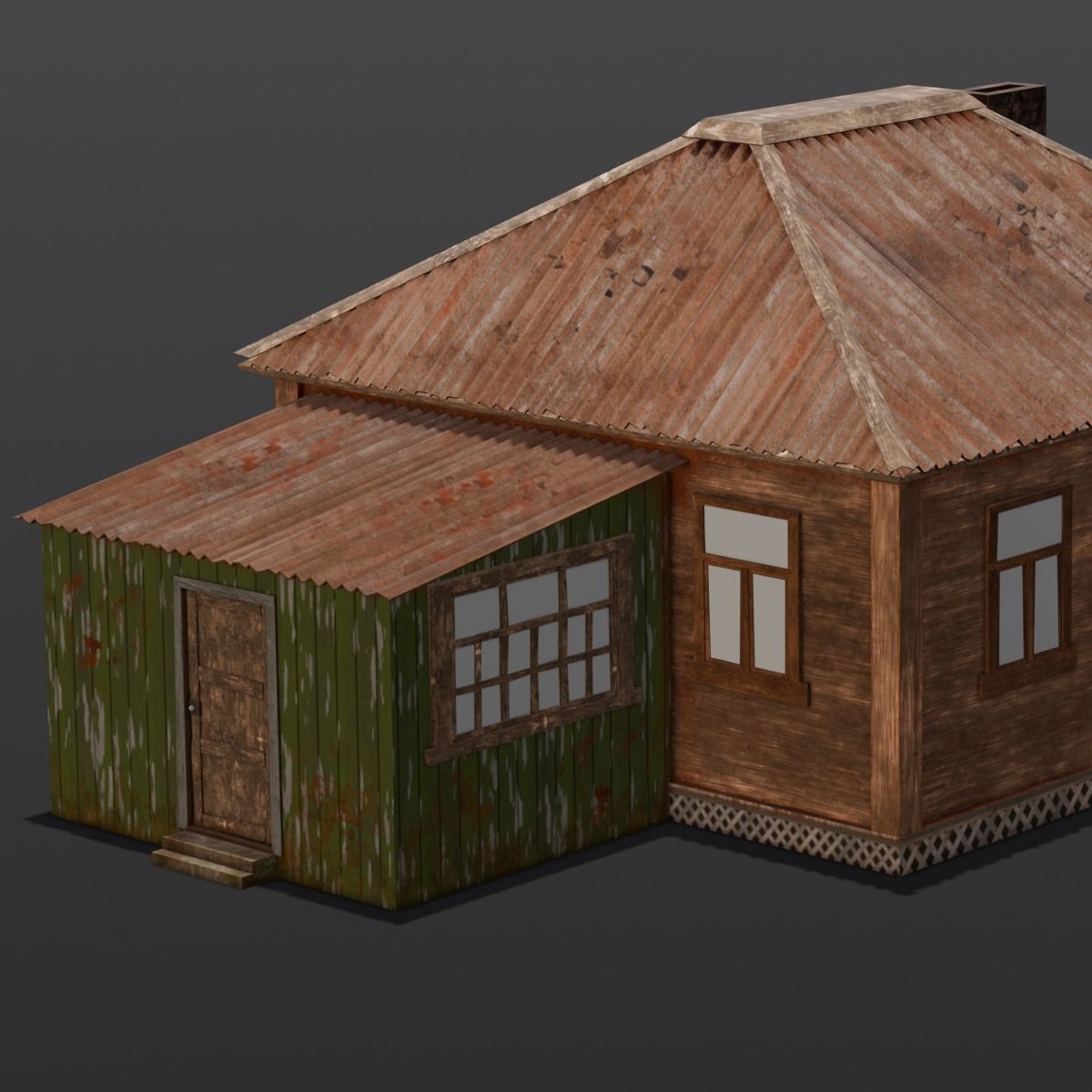 Rusted Old House Low-poly 3D model_10